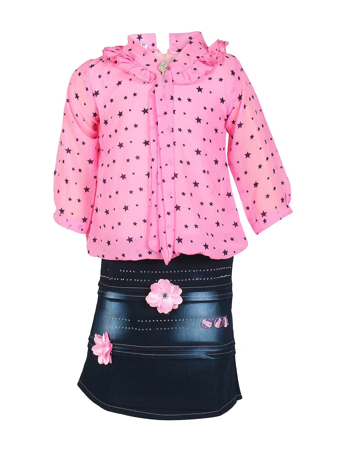

BAESD Printed Georgette Mandarin Collar Dress, Pink