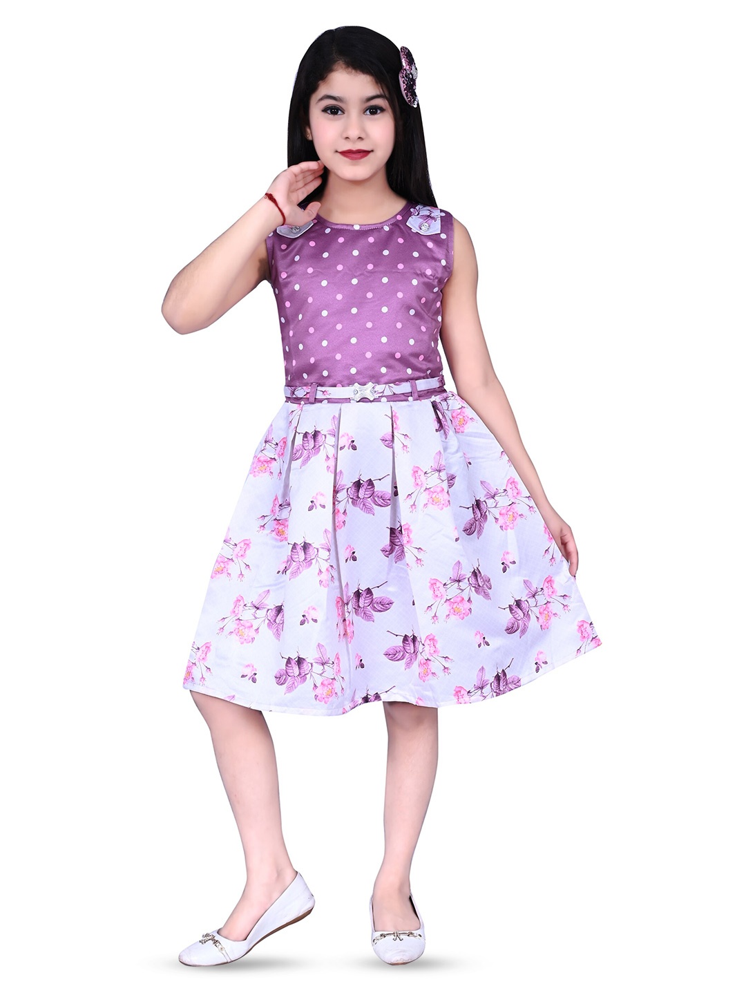 

BAESD Satin Floral Print Fit & Flare Dress, Purple