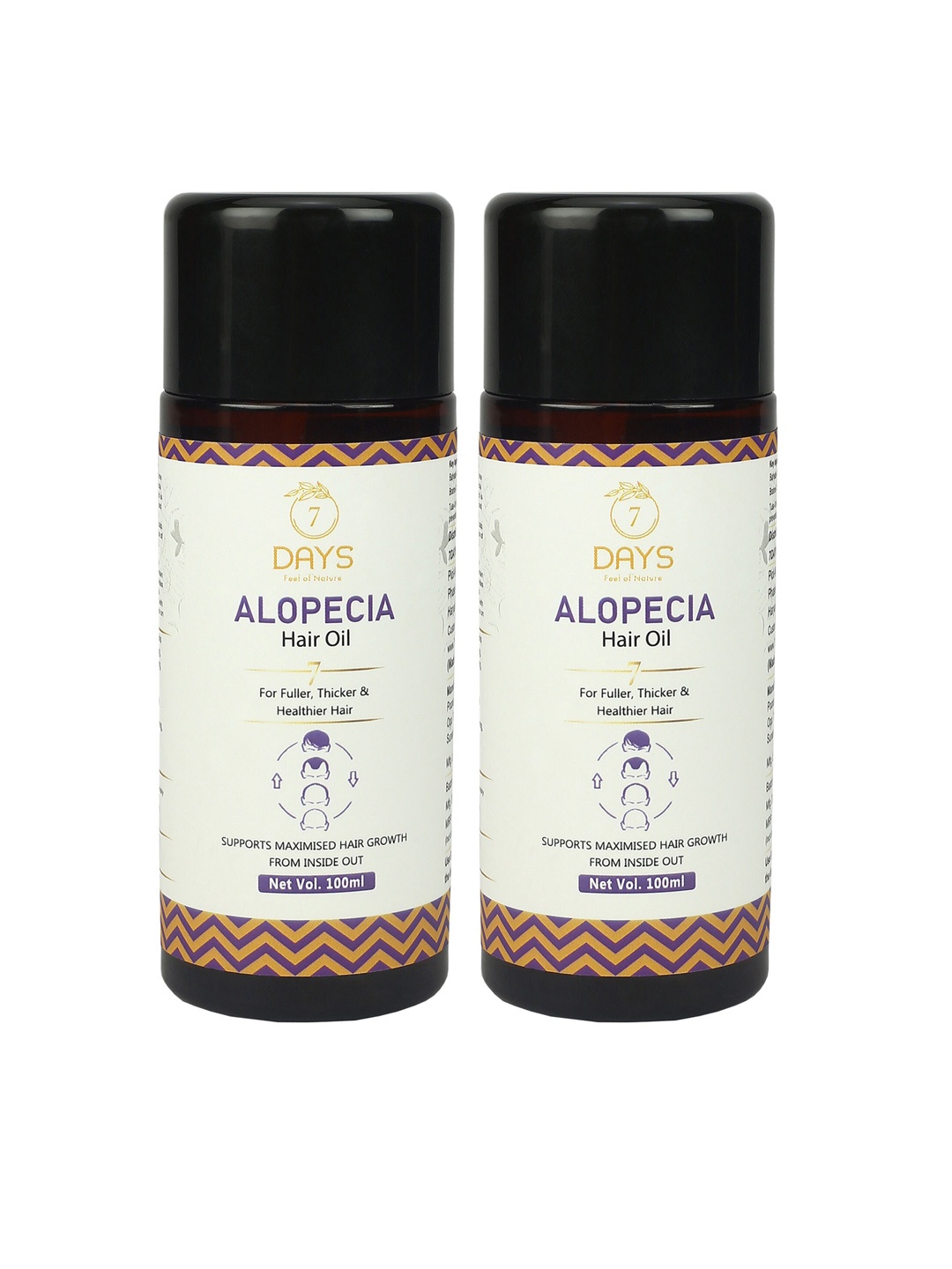 

7 DAYS Set of 2 Alopecia Hair Oil with Bhringraj & Onion - 100 ml each, White