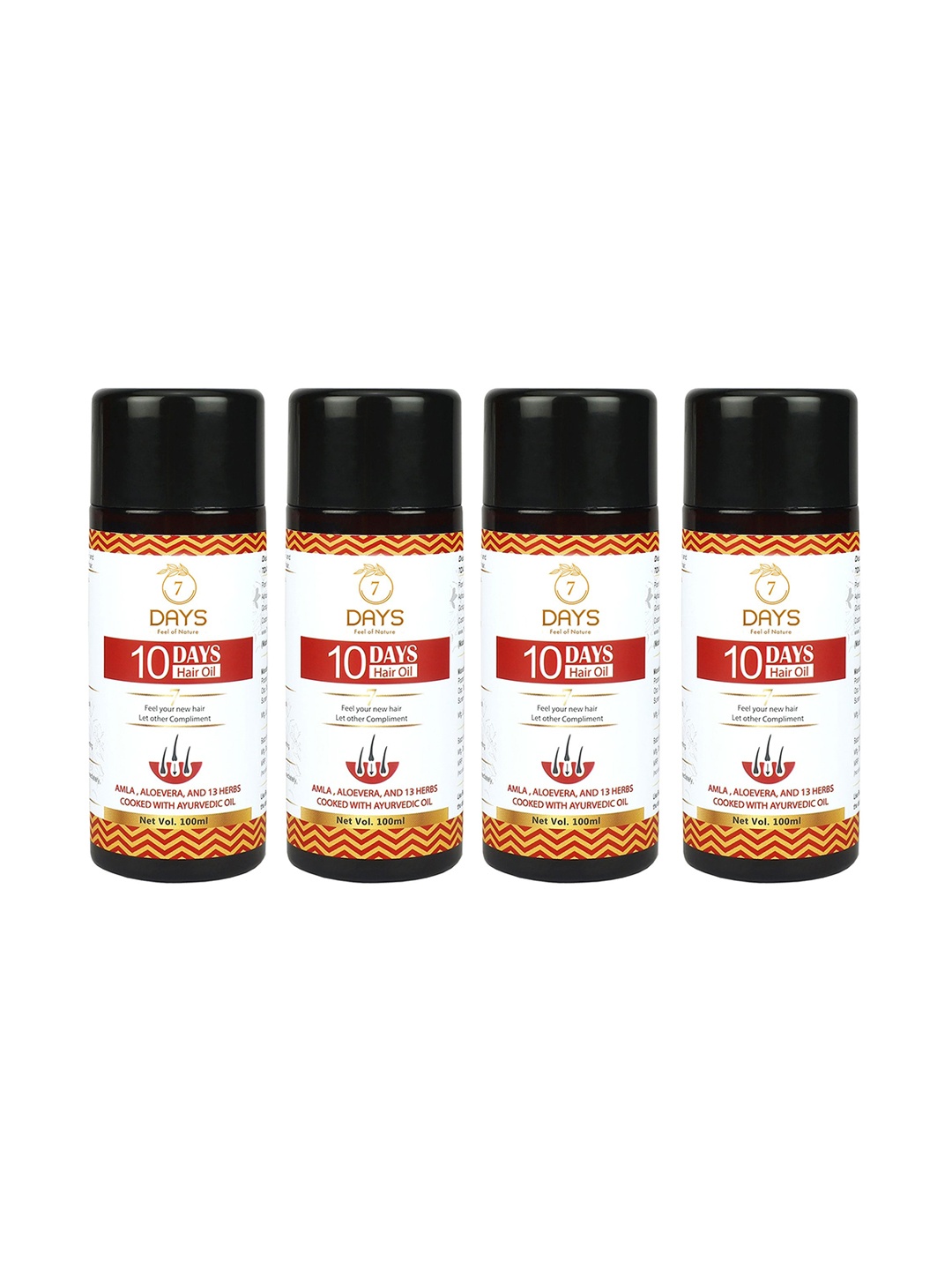 

7 DAYS 4-Pcs 10-Days Hair Oil with Aloevera & Onion - 100 ml each, White