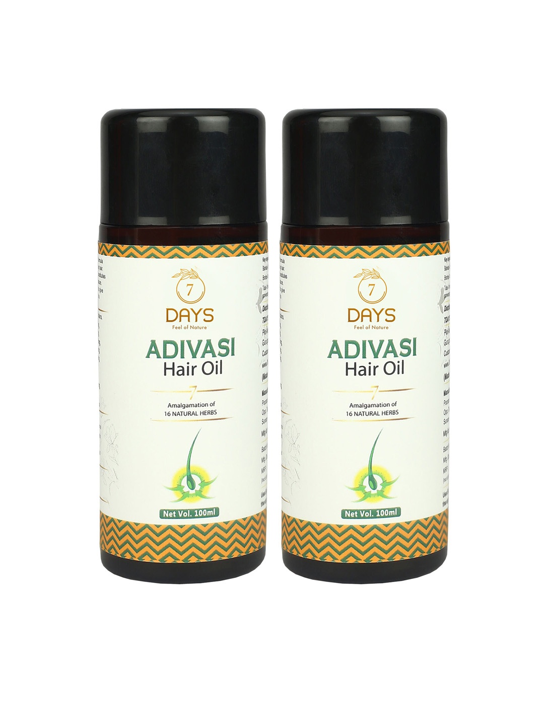 

7 DAYS Feel Of Nature Set Of 2 Adivasi Hair Regrowth & Hair Control Oil - 100ml Each, Brown