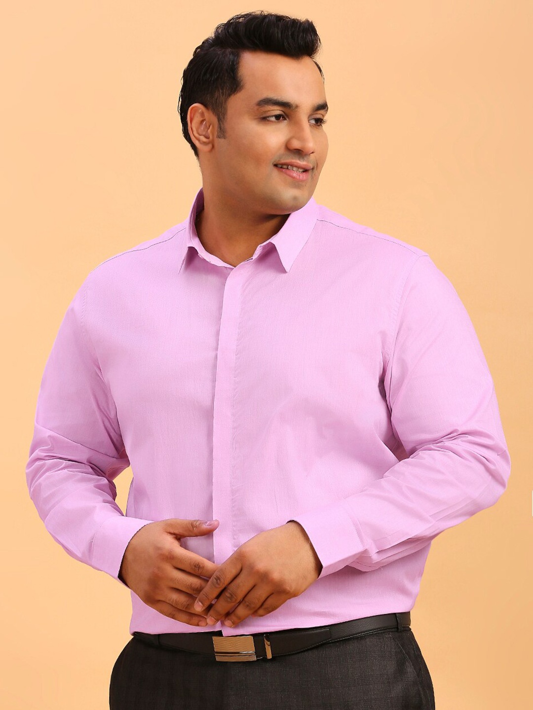

Sztori Classic Long Sleeves Regular Fit Cotton Opaque Formal Shirt, Purple