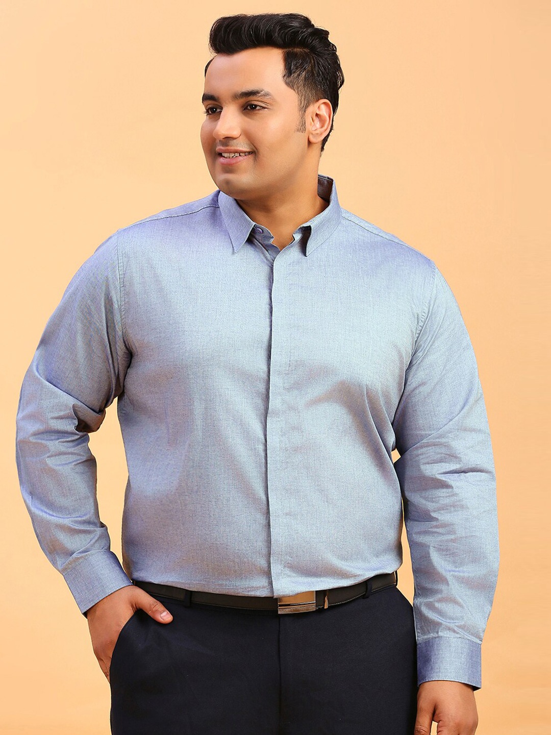 

Sztori Classic Long Sleeves Regular Fit Cotton Opaque Formal Shirt, Blue