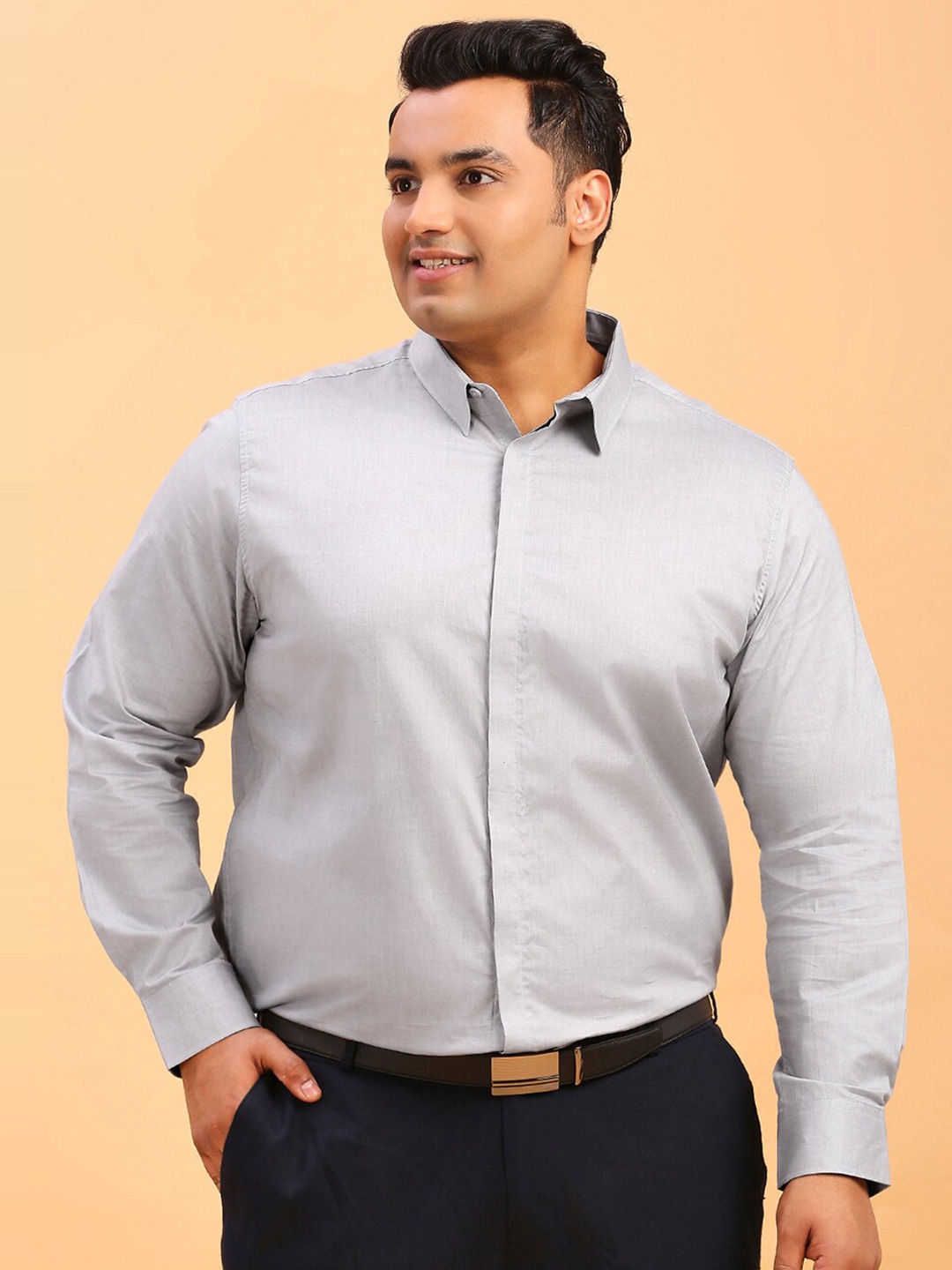 

Sztori Classic Long Sleeves Regular Fit Cotton Opaque Formal Shirt, Grey
