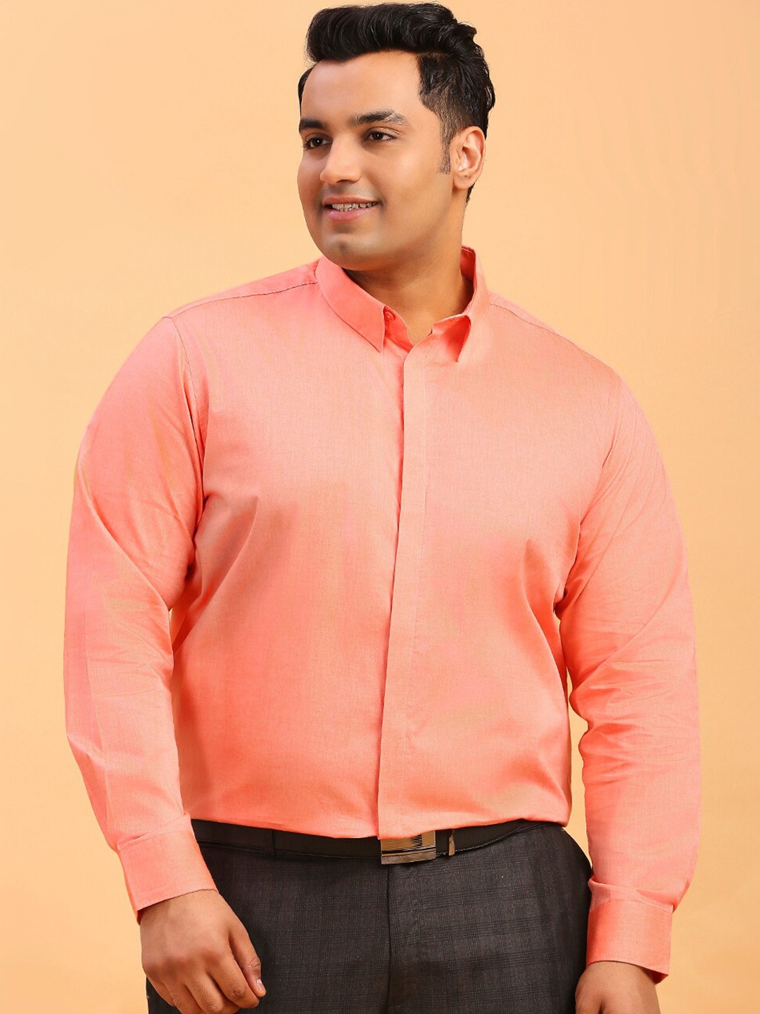 

Sztori Classic Long Sleeves Regular Fit Cotton Opaque Formal Shirt, Orange