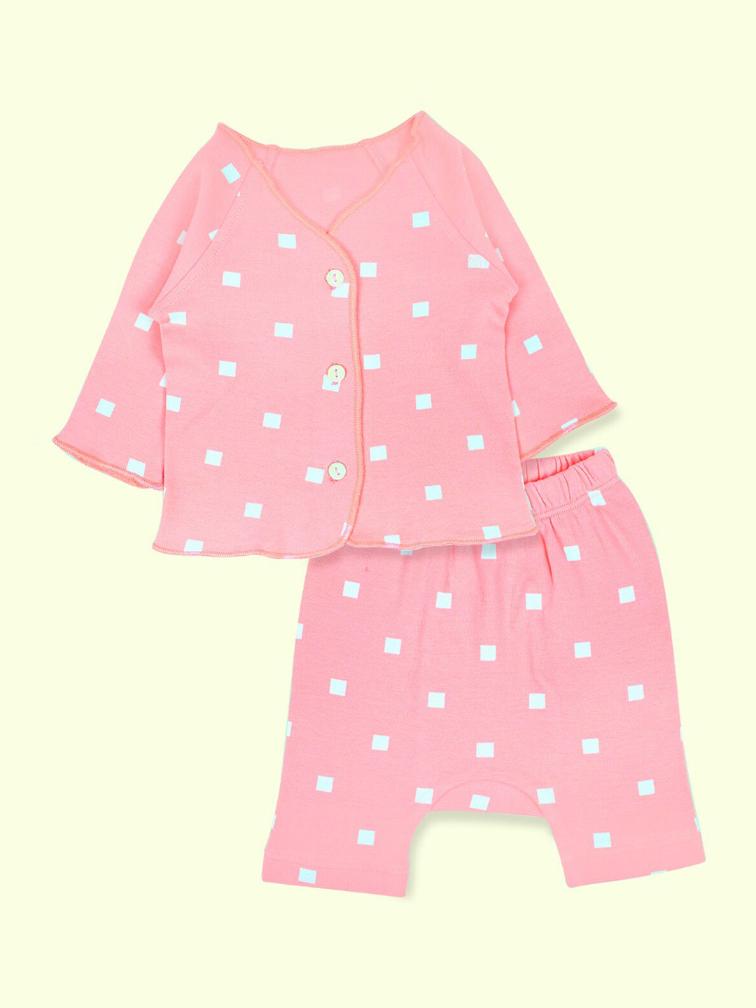 

TIDY SLEEP Infants Geometric Printed Pure Cotton Night suit, Pink