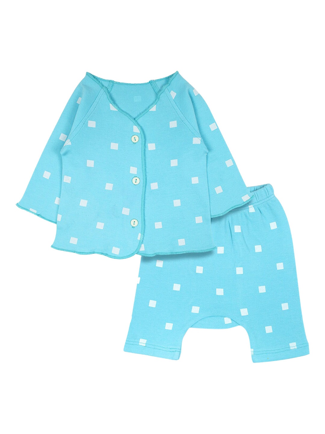 

TIDY SLEEP Infants Geometric Printed Pure Cotton Night suit, Blue