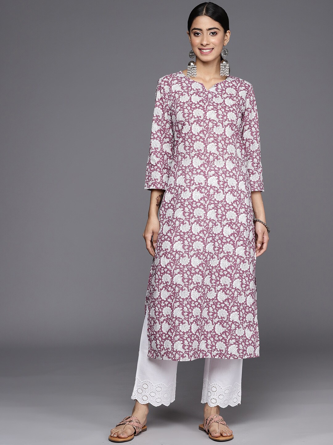 

KALINI Floral Printed Kurta, Mauve