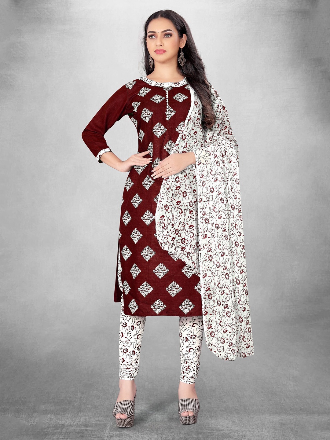

LeeliPeeri Designer Ethnic Motifs Printed Unstitched Dress Material, Maroon