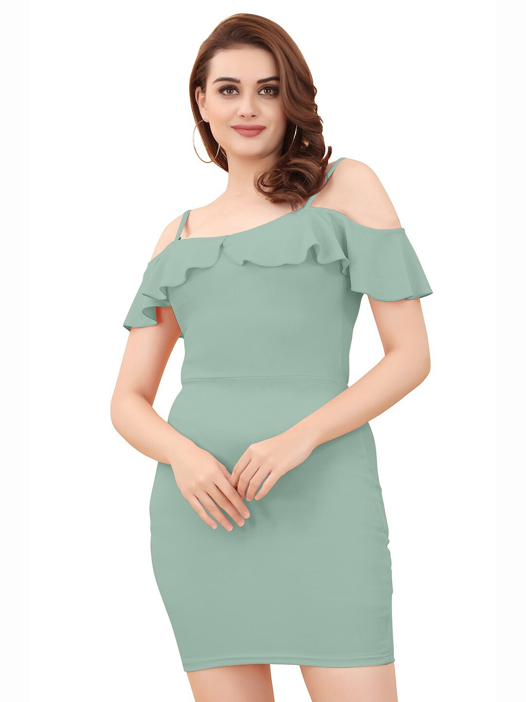 

BAESD Cold-Shoulder Sleeves Sheath Mini Dress, Sea green