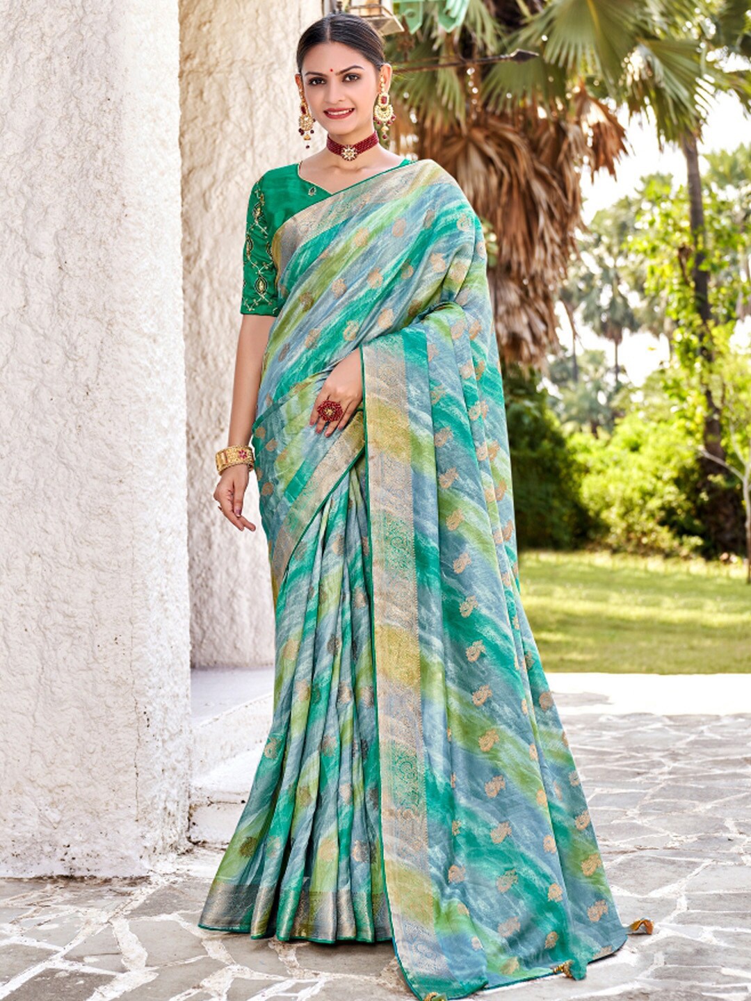 

Saree mall Grey Ethnic Motifs Woven Design Zari Banarasi Sarees
