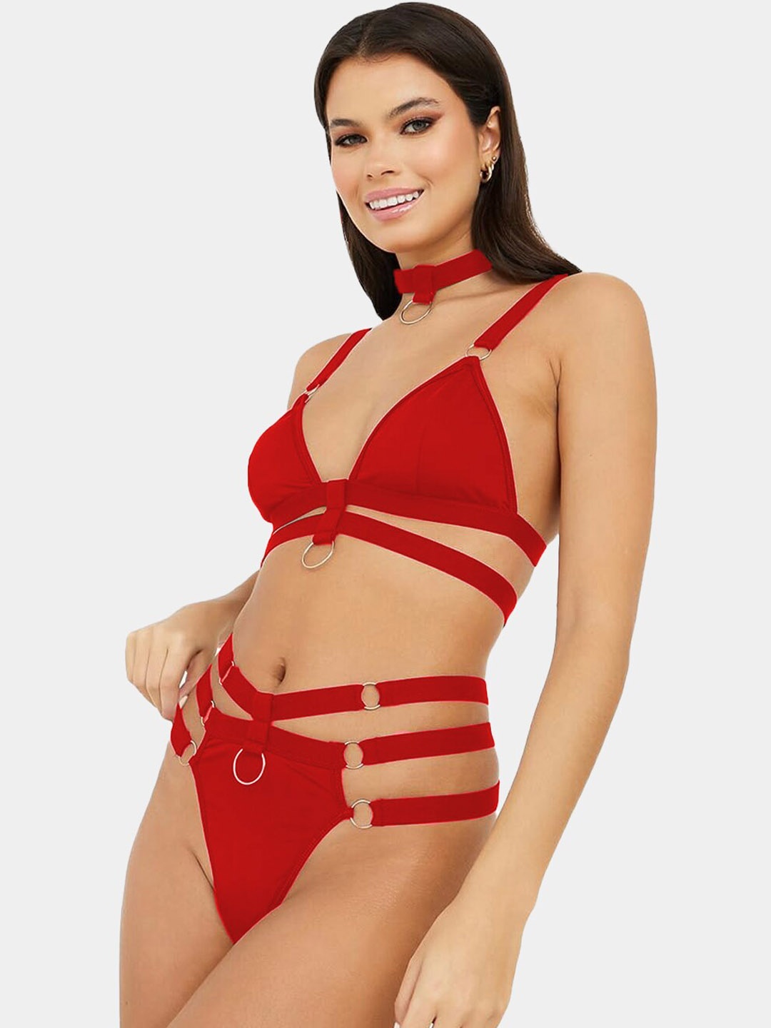 

VAGHBHATT Strappy Non Padded Lingerie Set, Red