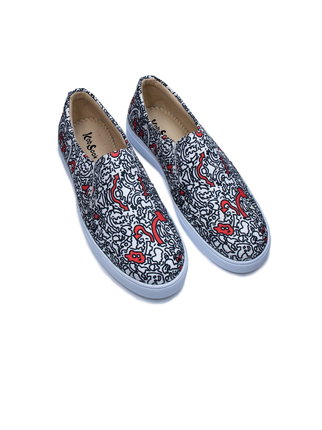 

KobSook Men Printed Slip-On Loafer, White