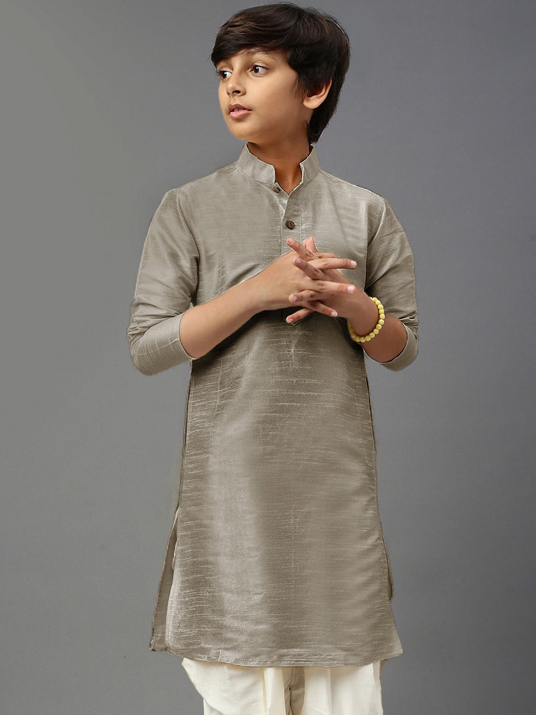 

YK Boys Mandarin Collar Straight Kurta, Grey