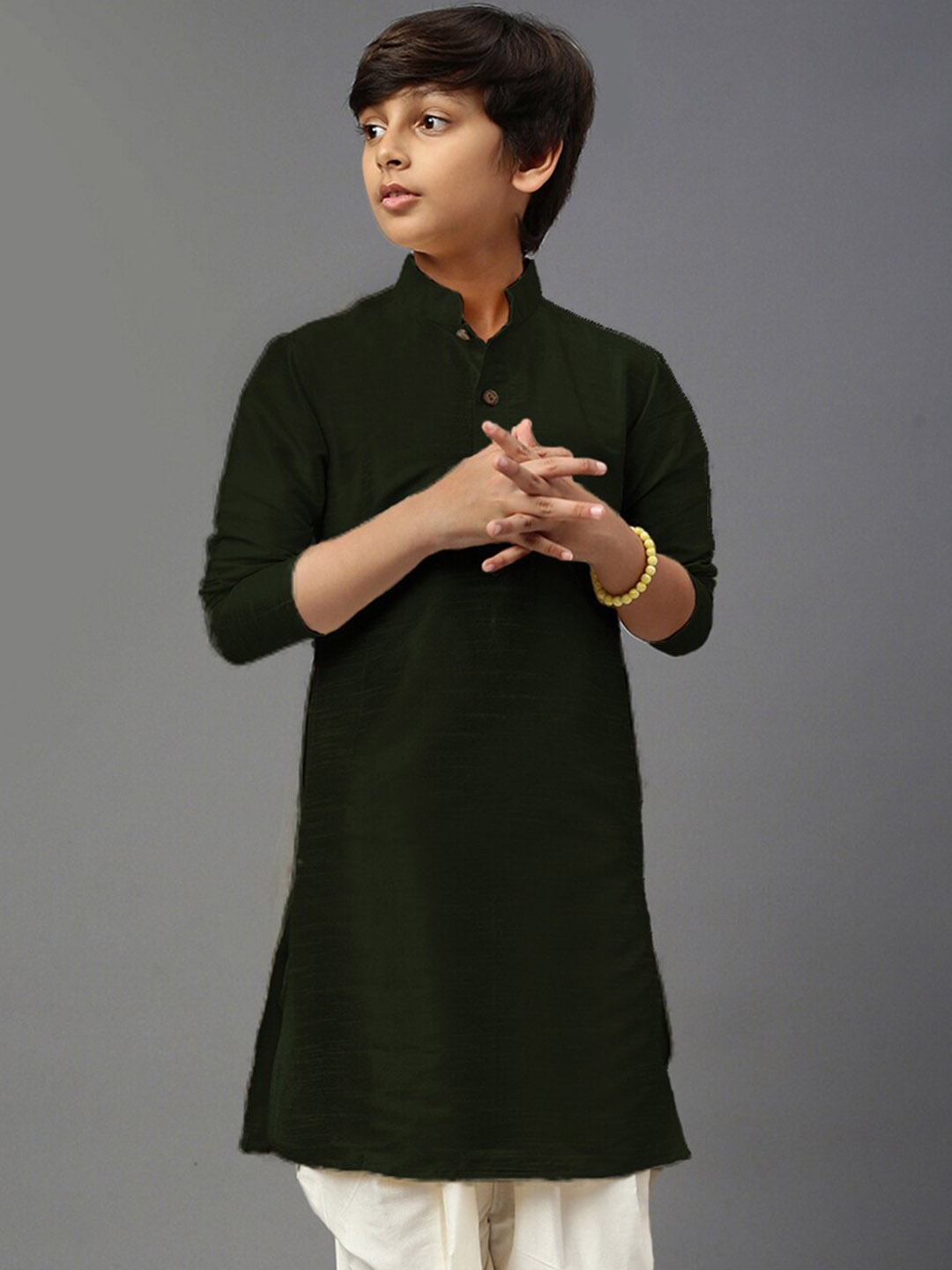 

YK Boys Mandarin Collar Straight Kurta, Green