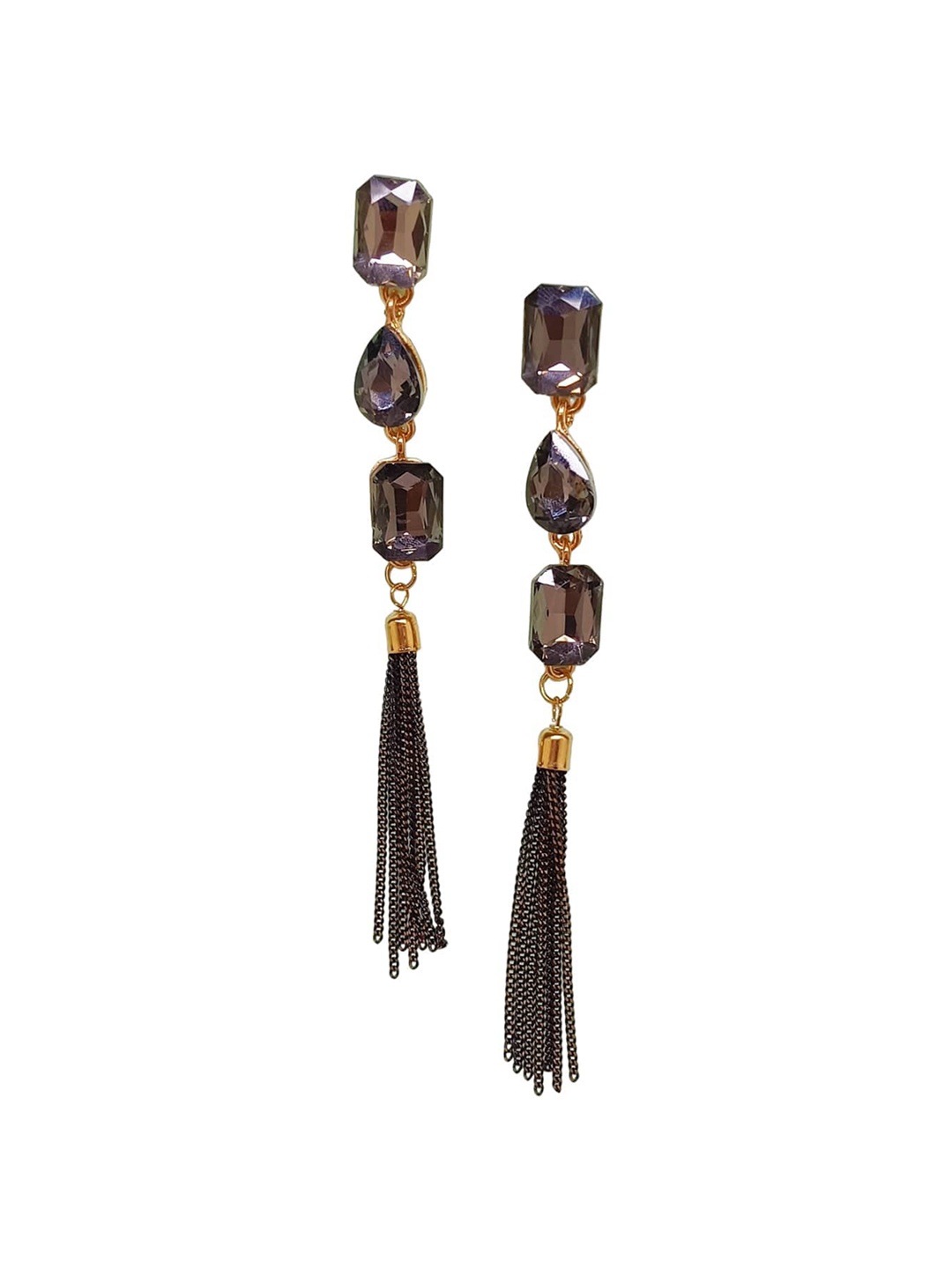 

FEMMIBELLA Gold-Plated Geometric Drop Earrings