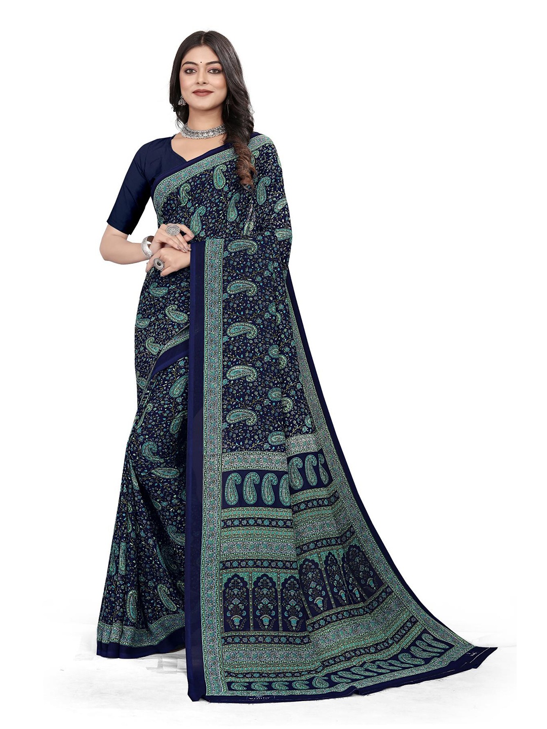 

VIMLA Ethnic Motifs Mysore Silk Saree, Blue