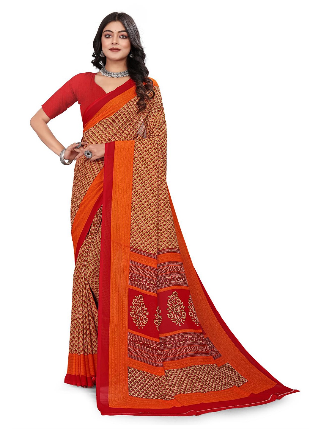 

VIMLA Ethnic Motifs Mysore Silk Saree, Orange