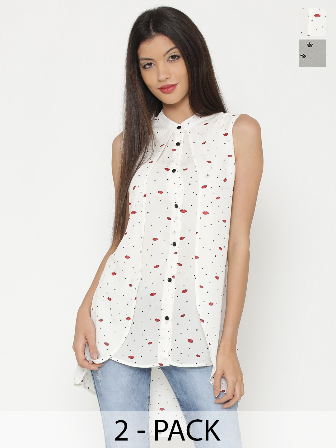 

Yaadleen Pack Of 2 Conversational Print Tops, White