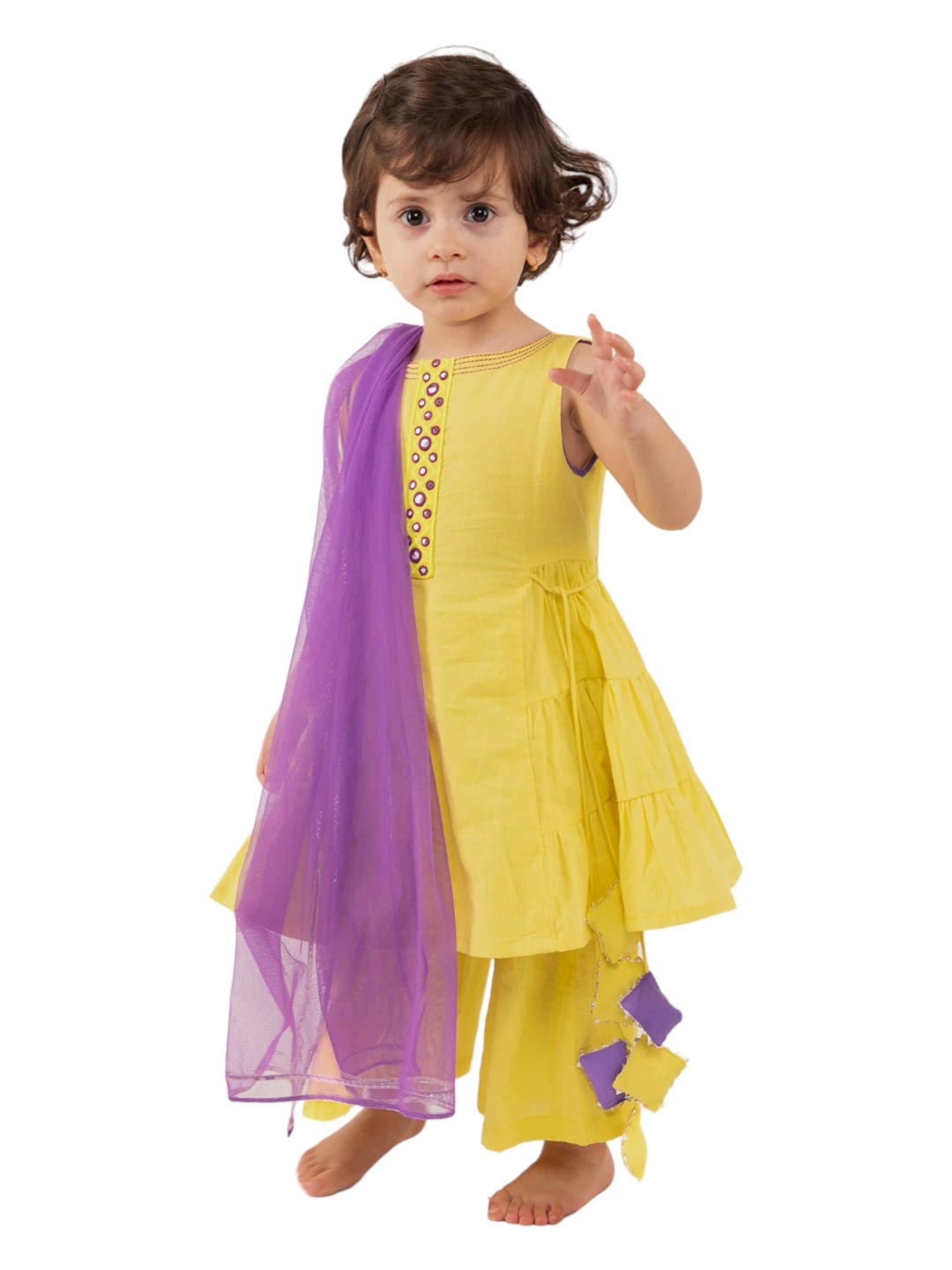 

BAESD Embroidered A-Line Kurta With Pyjama Set, Yellow