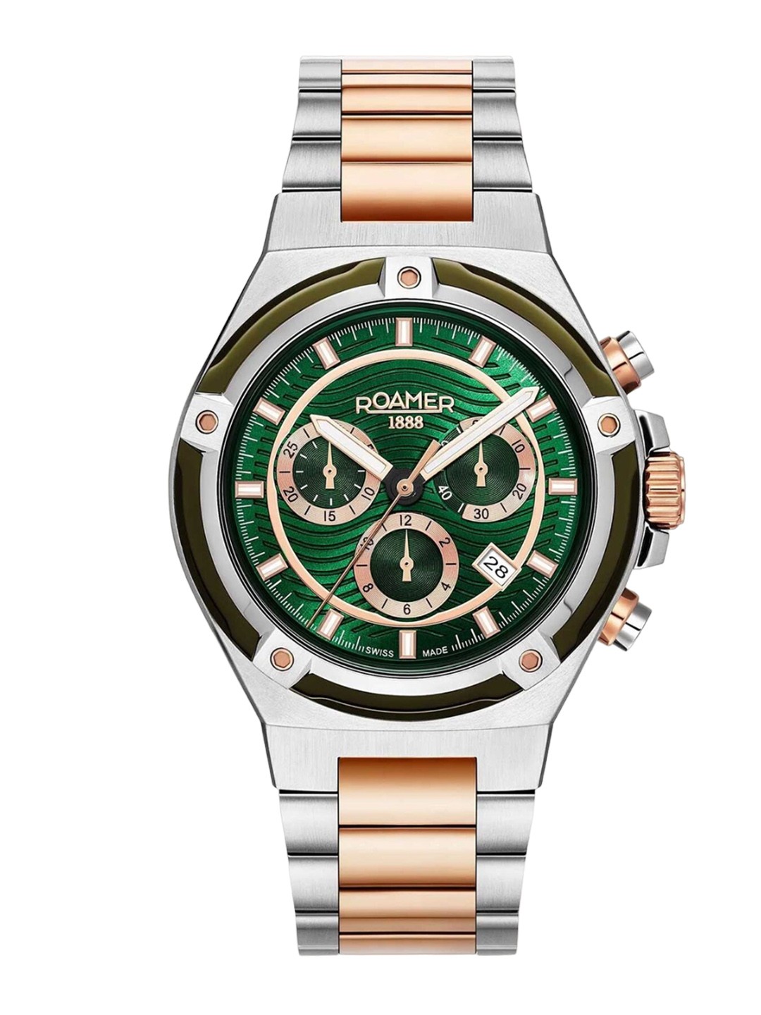 

ROAMER Men Dial & Stainless Steel Bracelet Style Straps Analogue Watch 221837 49 75 20, Green