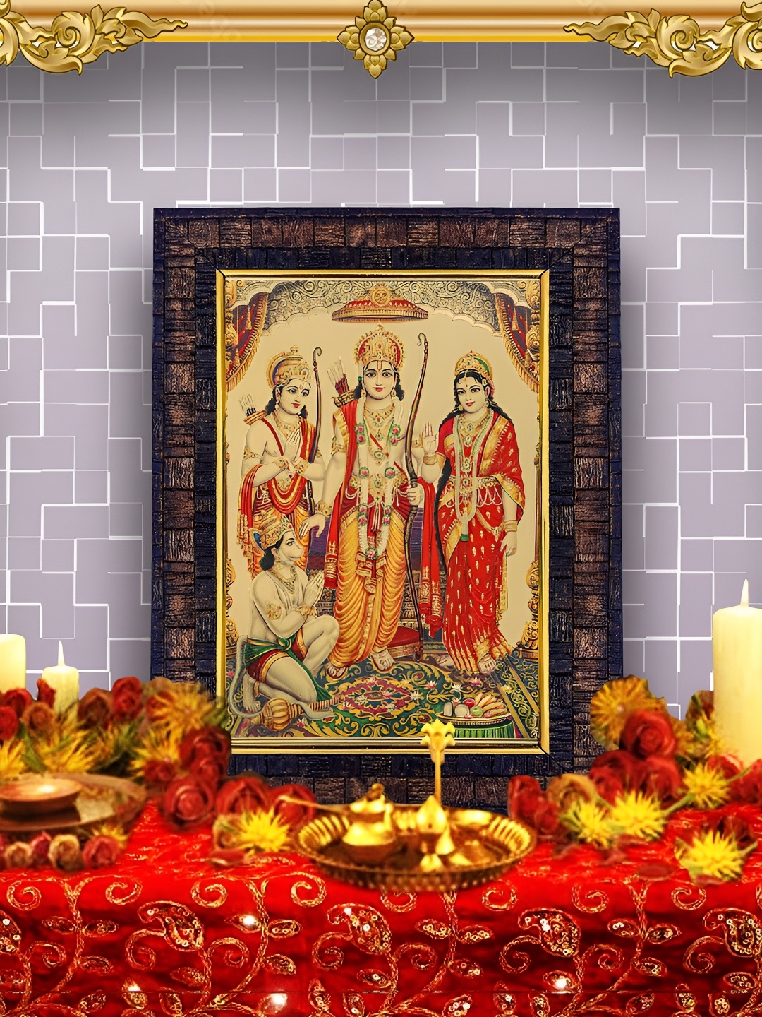 

Hawai Black & Gold Toned Lord Ram Seeta Wooden Wall Photo Frames