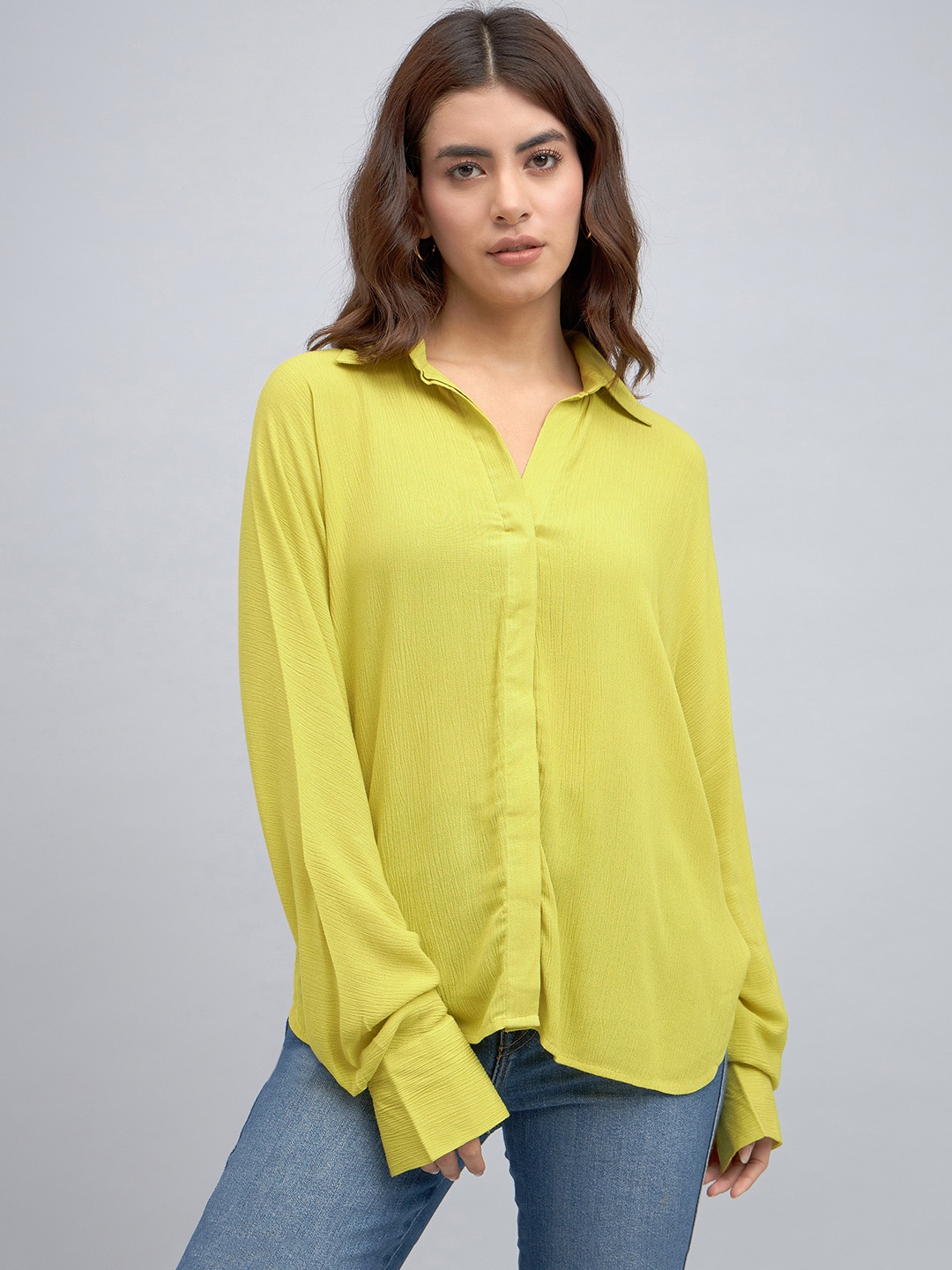 

DL Woman Crepe Shirt Style Top, Lime green