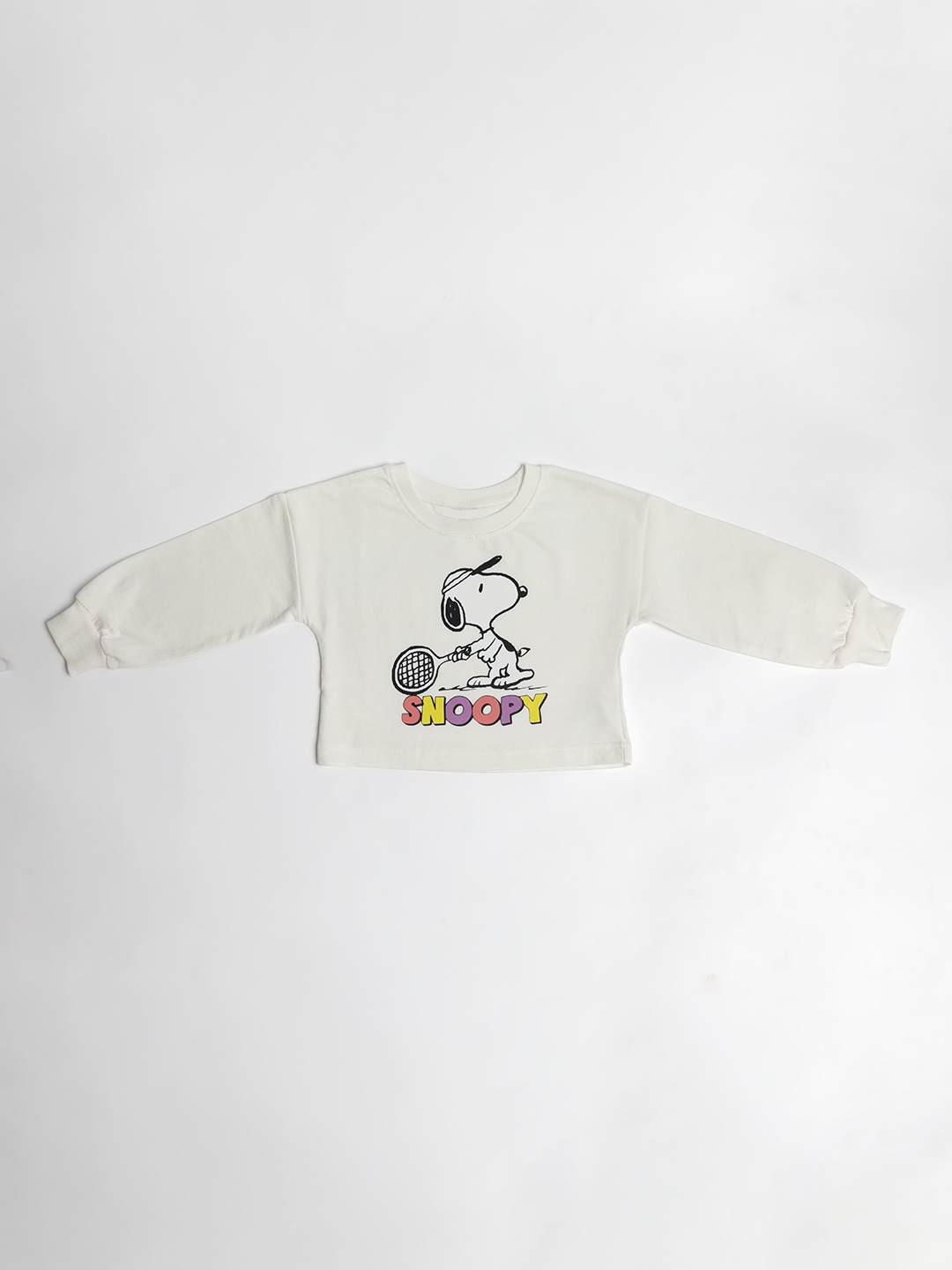 

BAESD Girls Snoopy Printed Antimicrobial Cotton Fleece Pullover, White