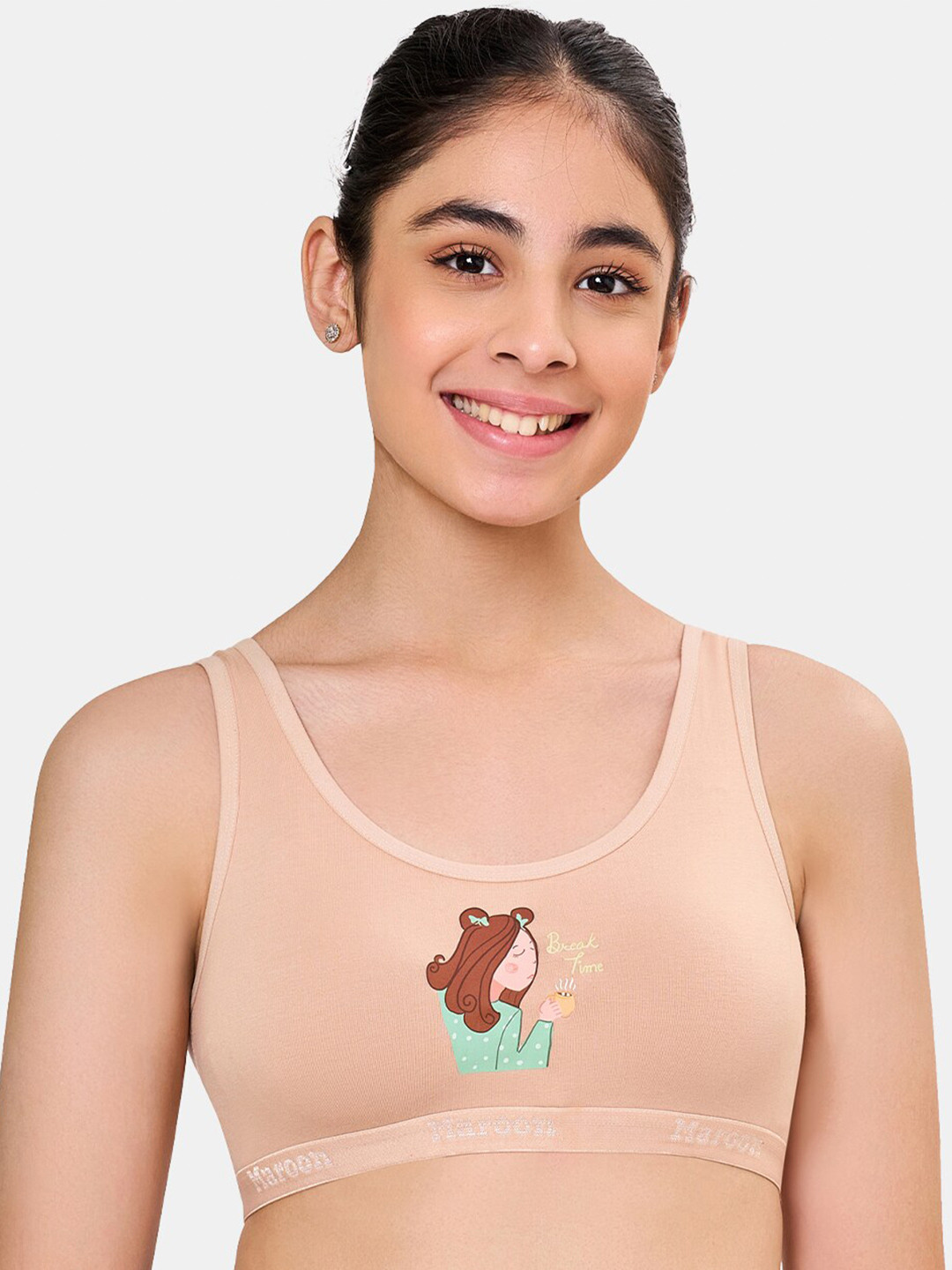 

MAROON Girls Printed Non-Padded Cotton Beginners Bra - Full Coverage, Nude