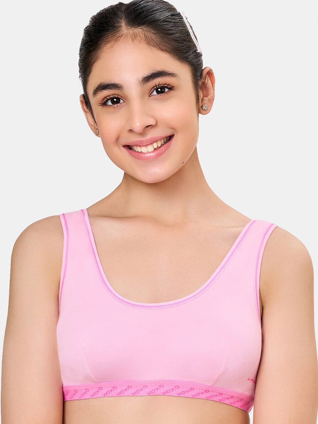 

MAROON Girls Printed Non-Padded Cotton Beginners Bra - Full Coverage, Pink