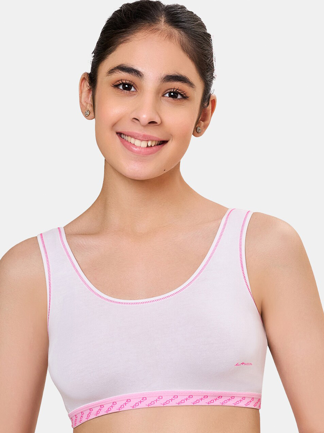 

MAROON Girls Printed Non-Padded Cotton Beginners Bra - Full Coverage, White