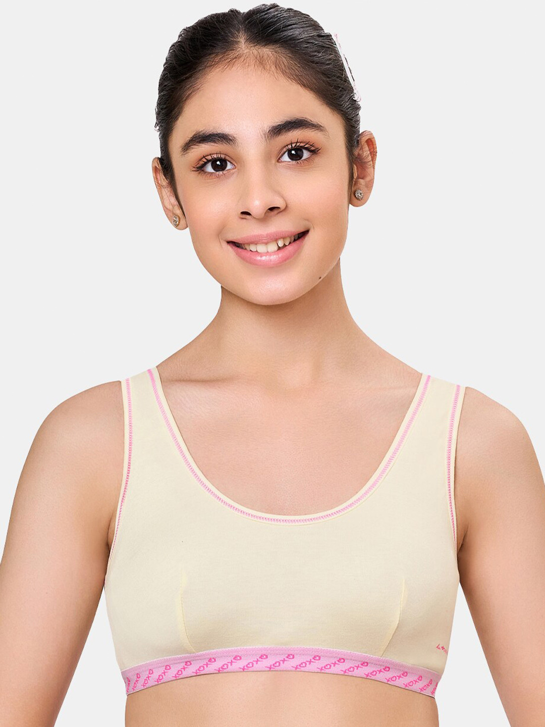 

MAROON Girls Printed Non-Padded Cotton Beginners Bra - Full Coverage, Lime green