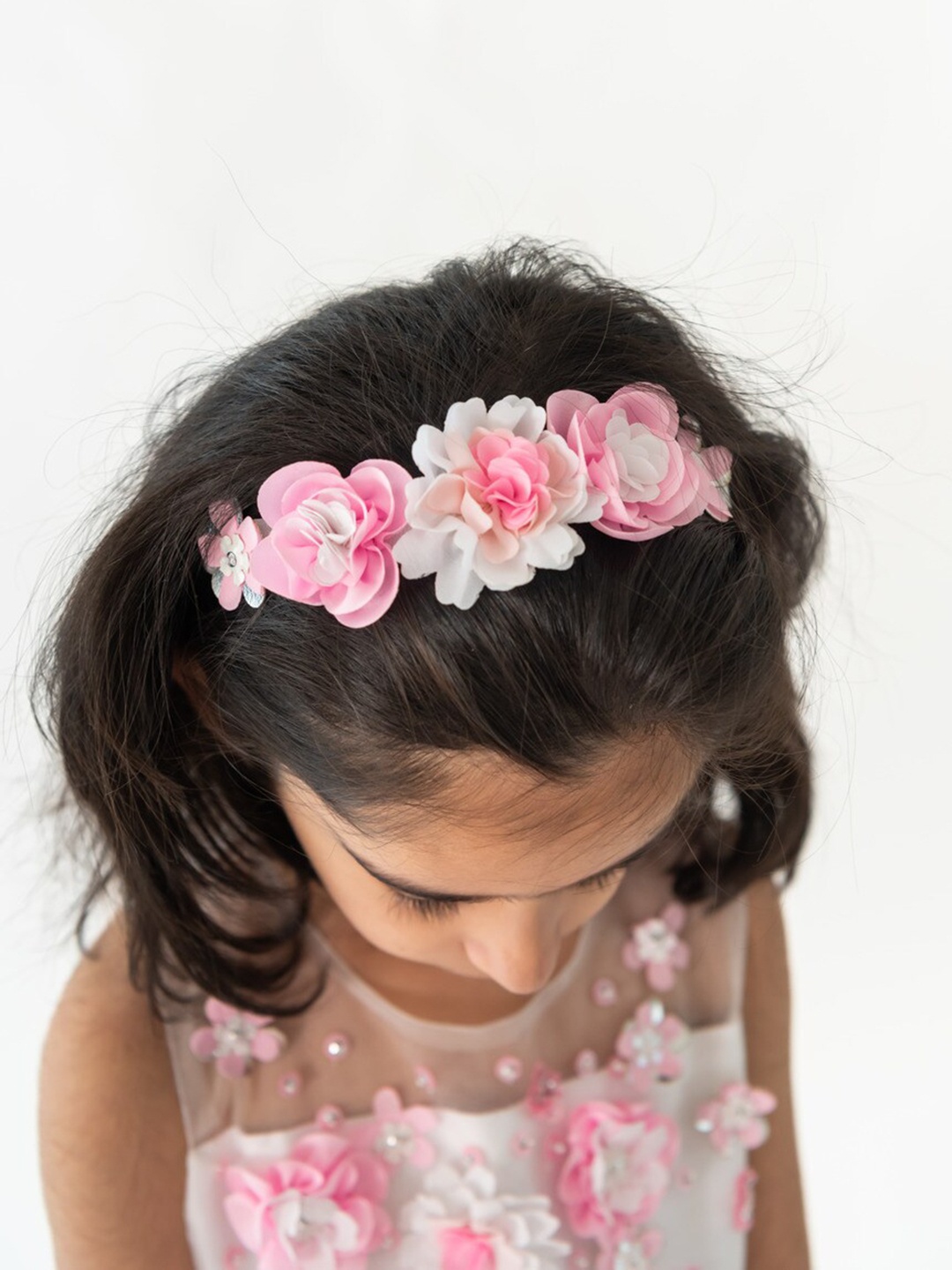 

A Little Fable Girls Floral Embellished Hairband, Pink