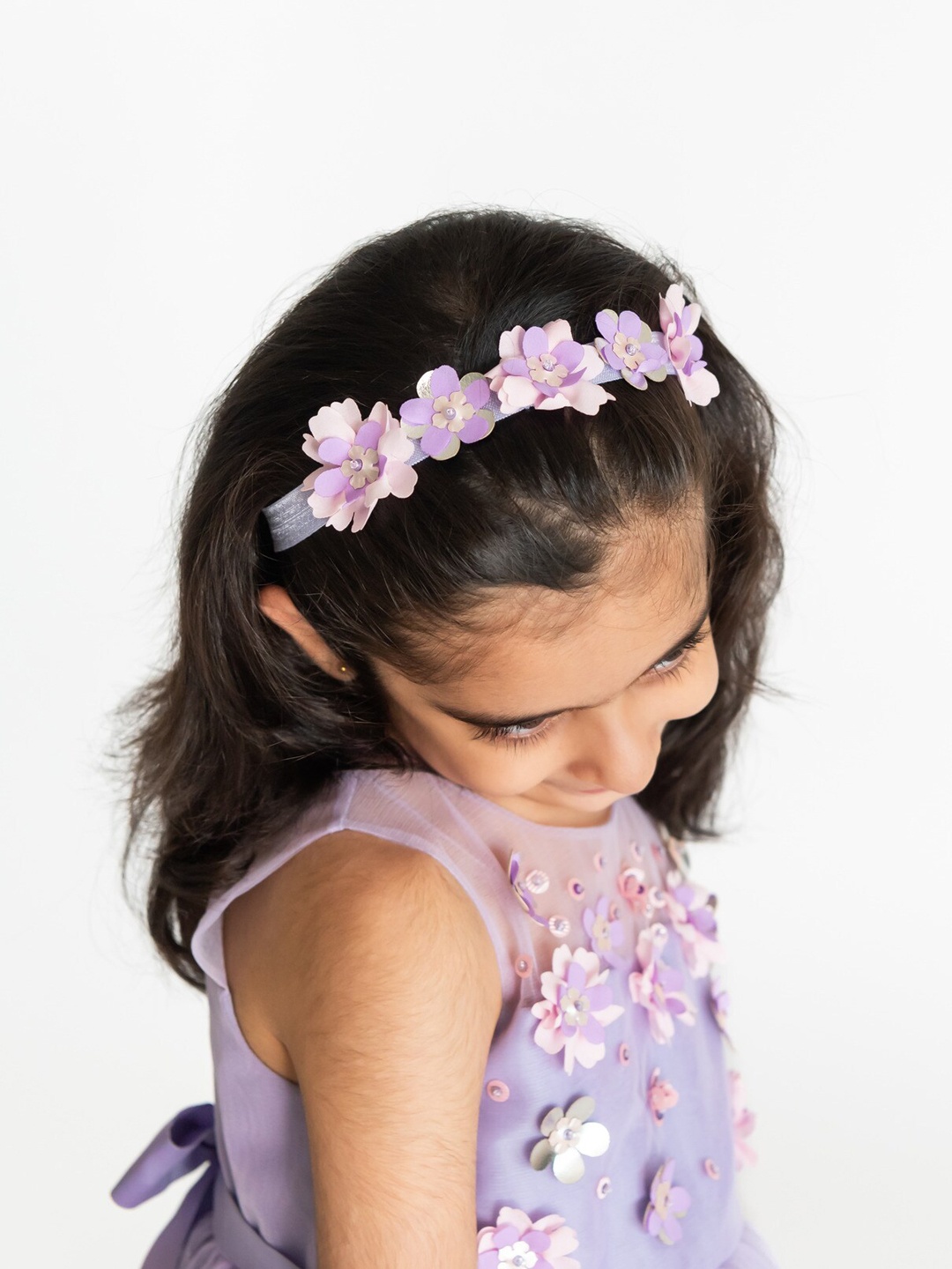 

A Little Fable Girls Floral Embellished Hairband, Lavender
