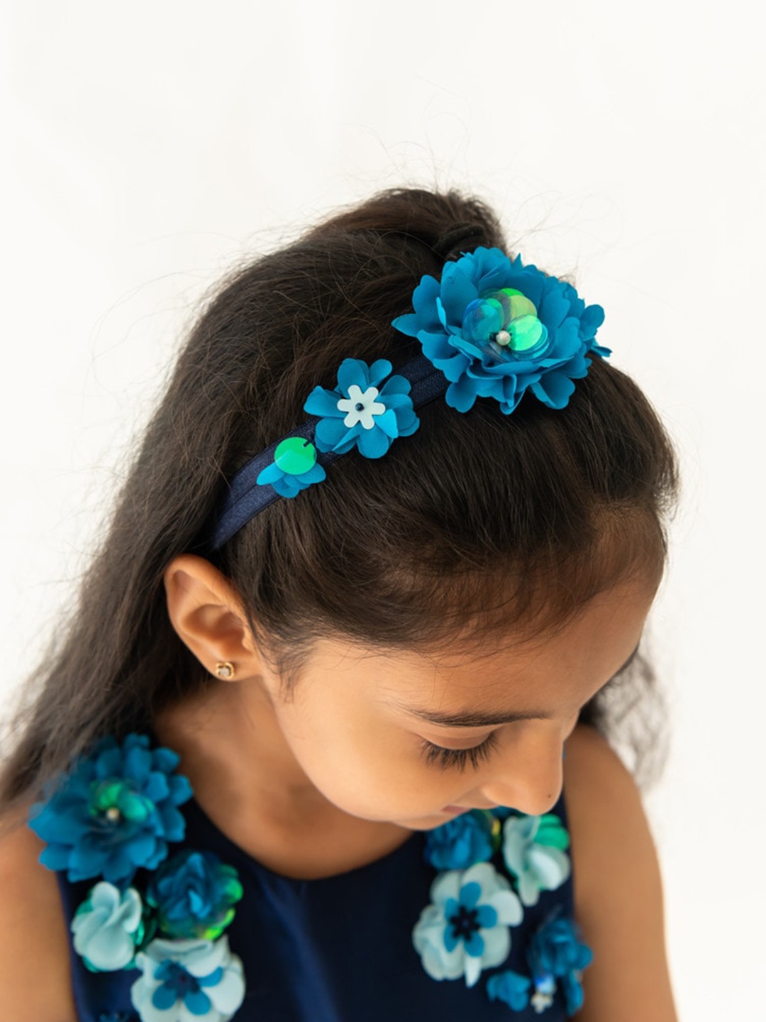 

A Little Fable Girls Floral Embellished Hairband, Blue