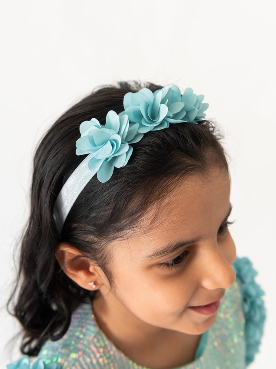 

A Little Fable Girls Floral Embellished Hairband, Blue