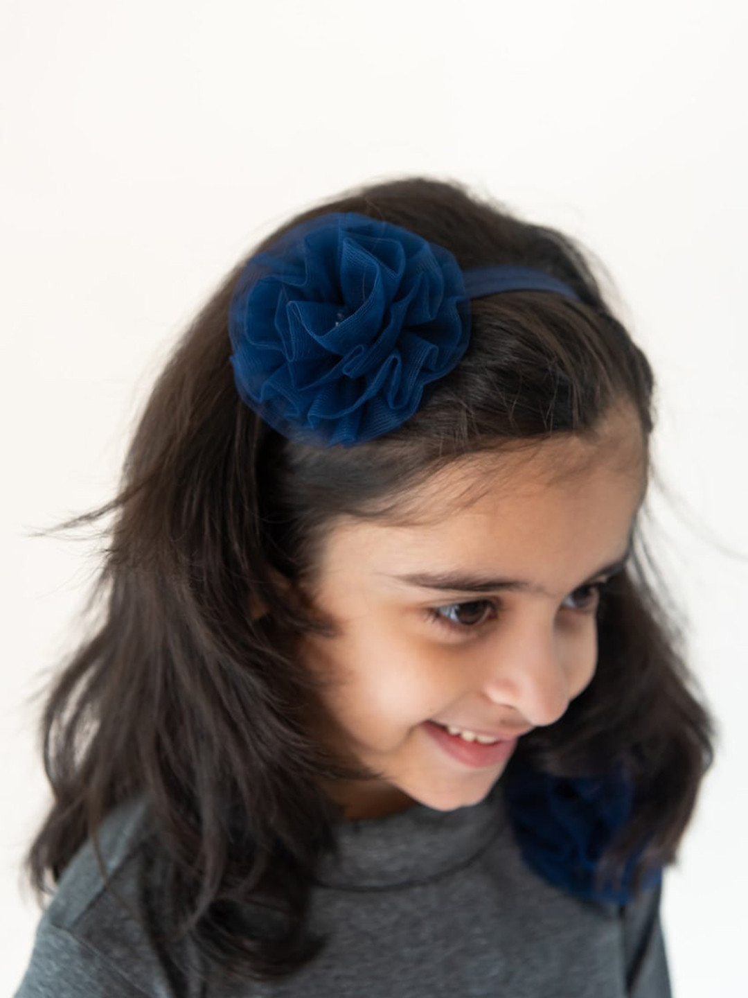 

A Little Fable Girls Floral Embellished Hairband, Navy blue