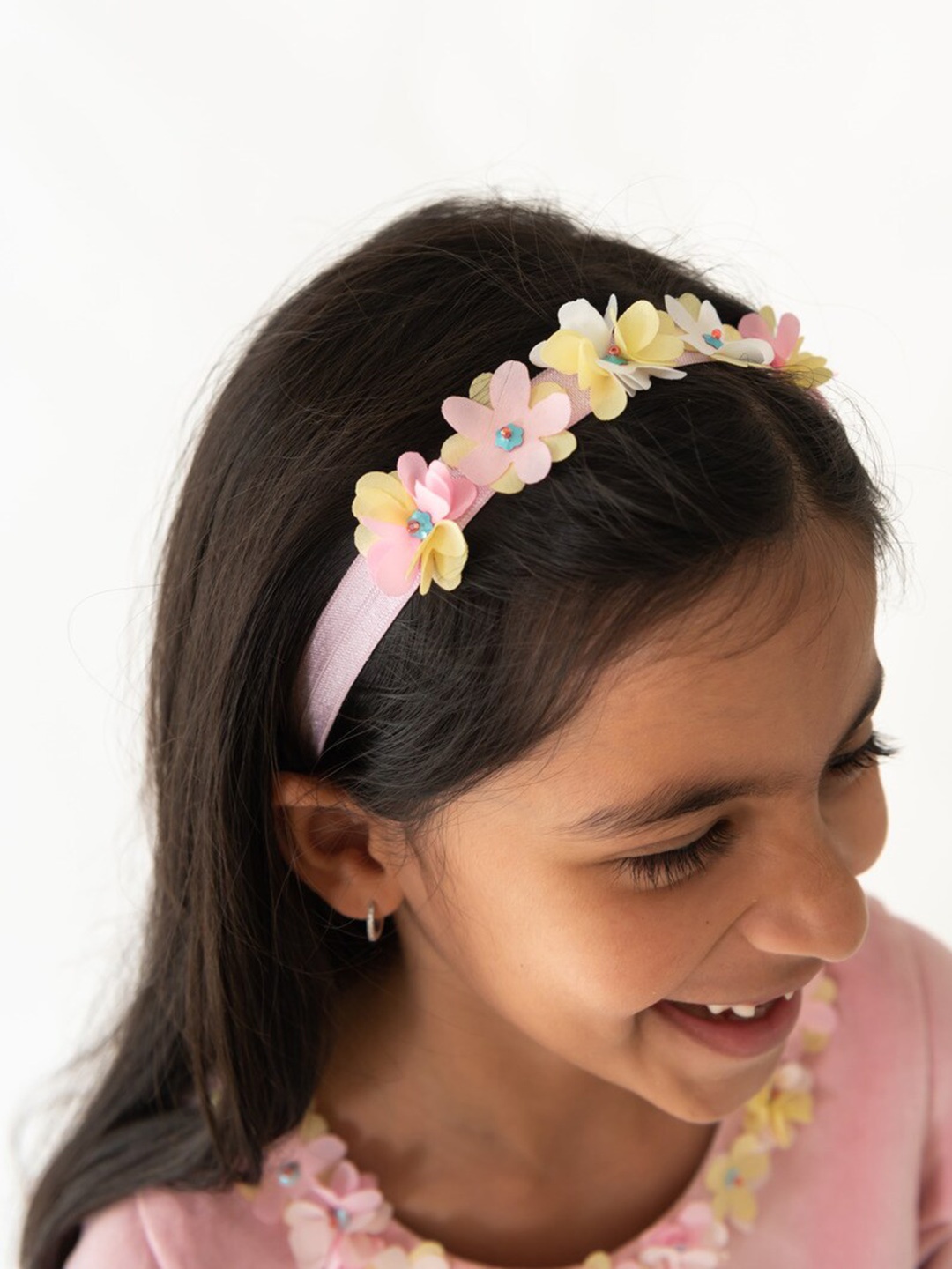 

A Little Fable Girls Floral Embellished Hairband, Pink