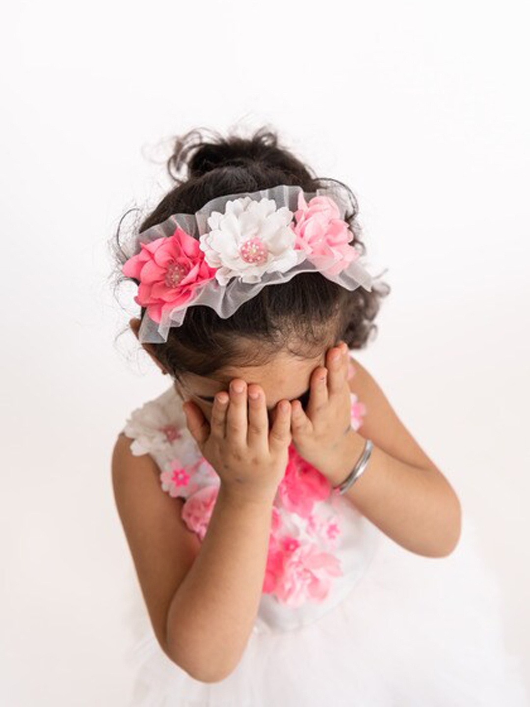 

A Little Fable Girls Floral Embellished Hairband, White