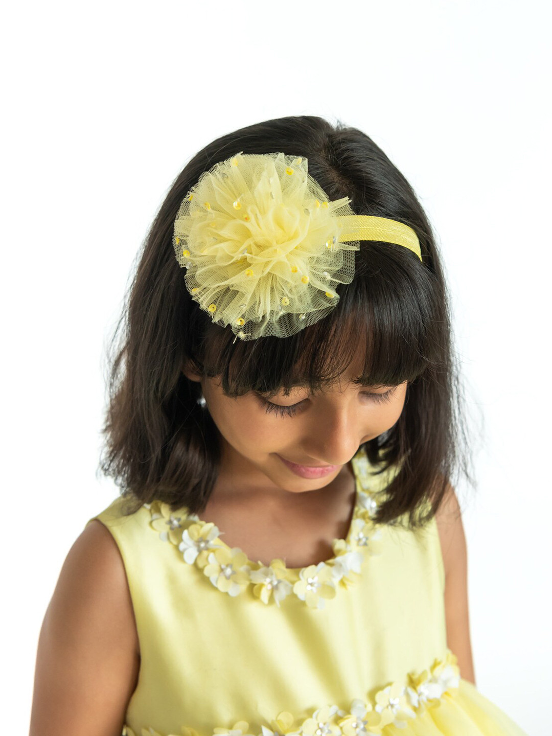 

A Little Fable Girls Floral Embellished Hairband, Yellow