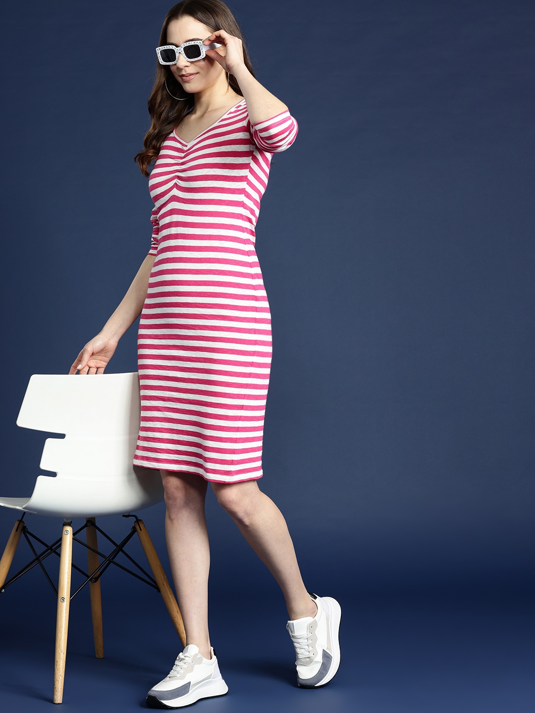 

Mast & Harbour Striped Bodycon Dress, Pink