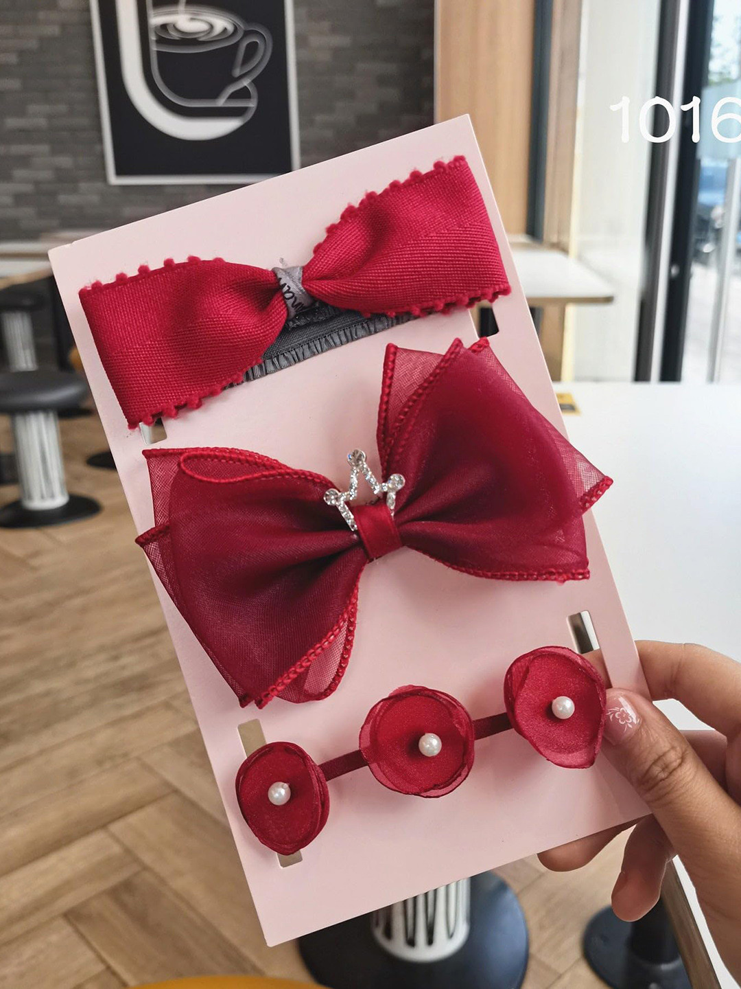 

SYGA Girls Set of 3 Bow & Flower Detail Hairbands, Red