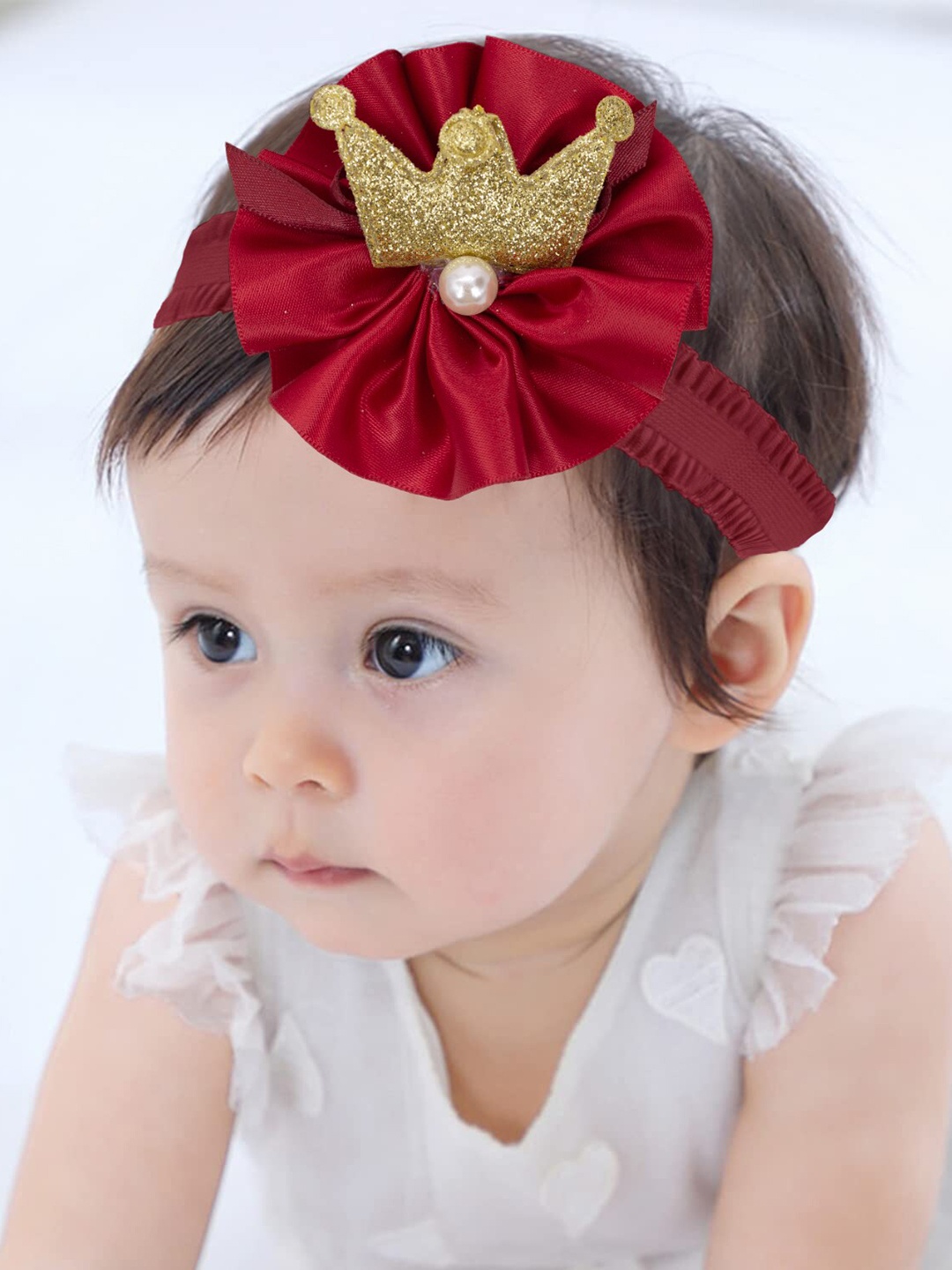 

SYGA Girls Set of 3 Princess Wind Bow Flower Elasticated Hairbands, Red