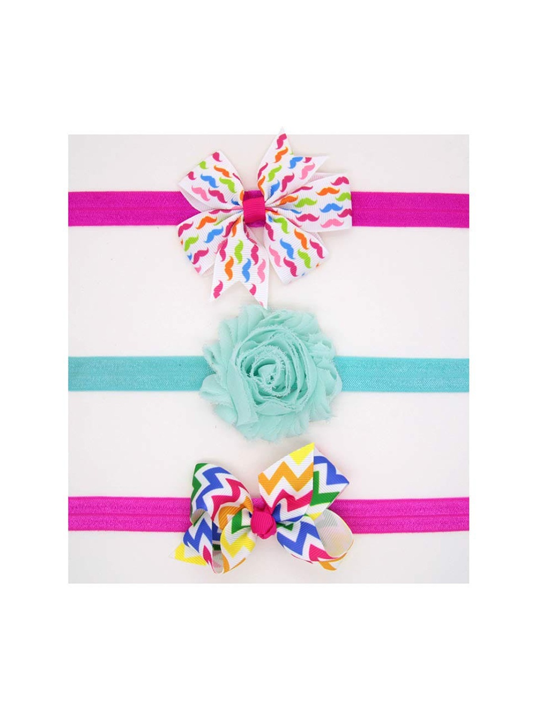 

SYGA Girls Set of 3 Bow & Floral Hairbands, Magenta