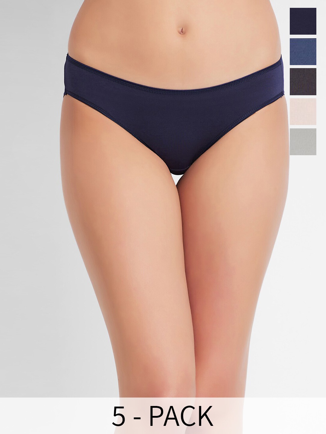 

Juliet Pack Of 5 Cotton Low Rise Bikini Briefs- 060001600016485, Navy blue