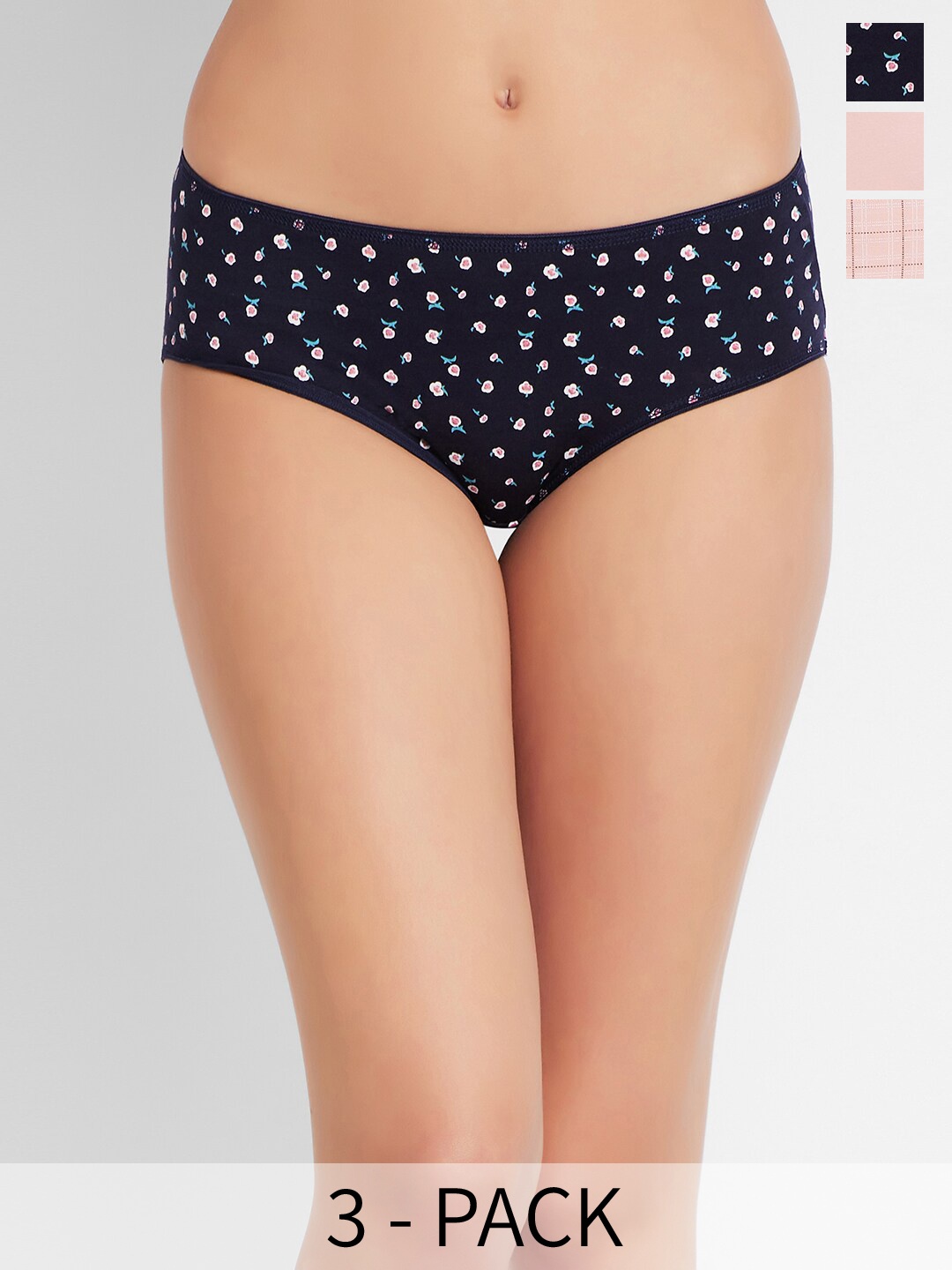 

Juliet Pack Of 3 Printed Seamless Hipster Briefs, Blue