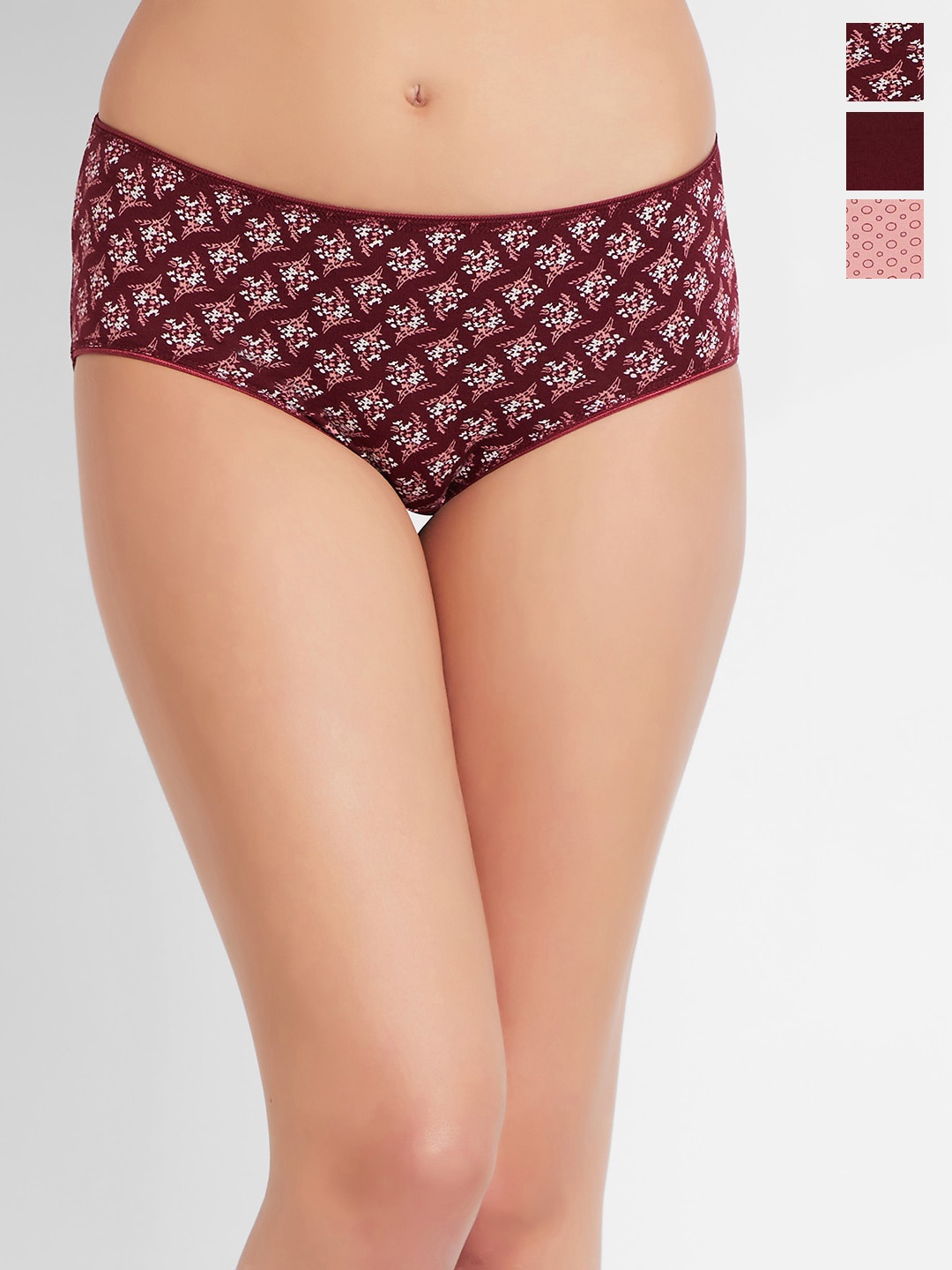 

Juliet Pack Of 3 Printed Seamless Hipster Briefs 060002000018019, Maroon