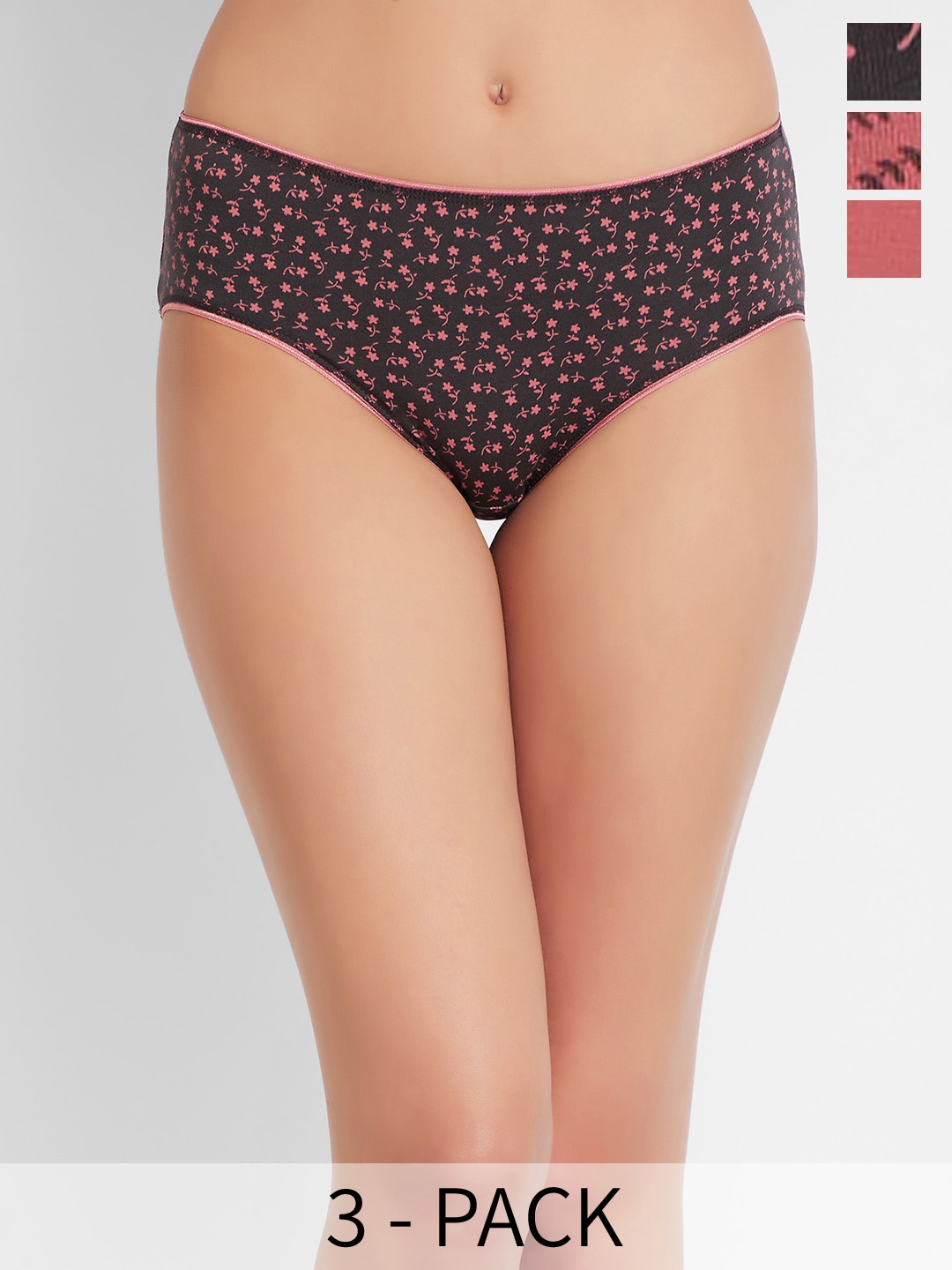 

Juliet Pack Of 3 Printed Cotton Hipster Briefs- 060002000018030, Pink