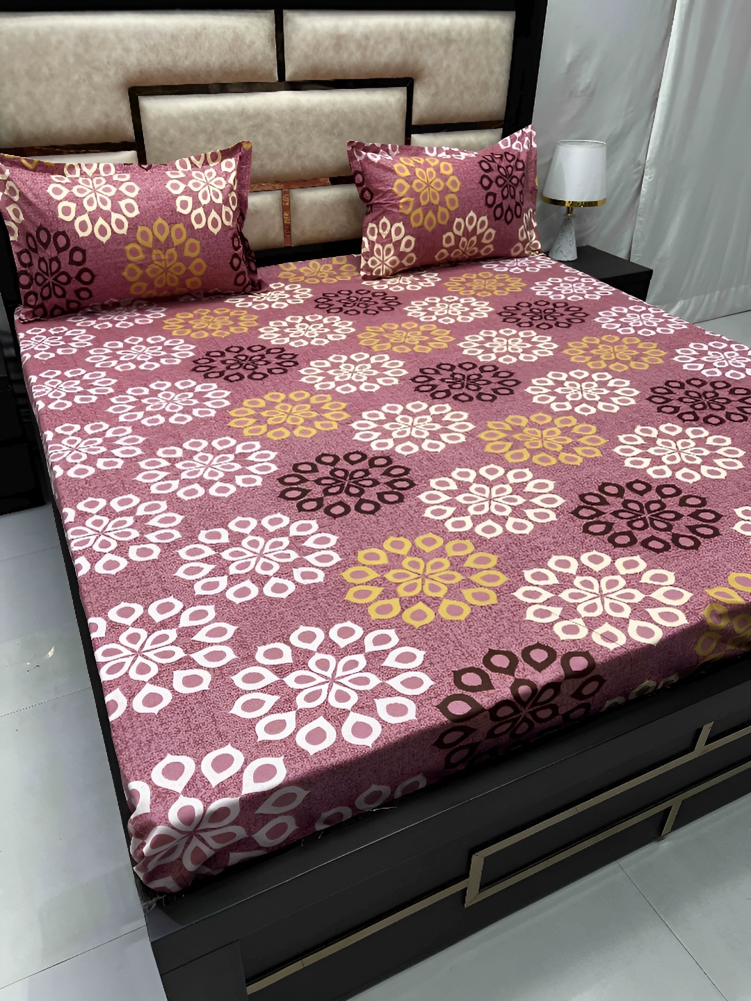 

Pure Decor Pink & White Ethnic Motifs Printed 260 TC Pure Cotton Queen Bedsheet Set