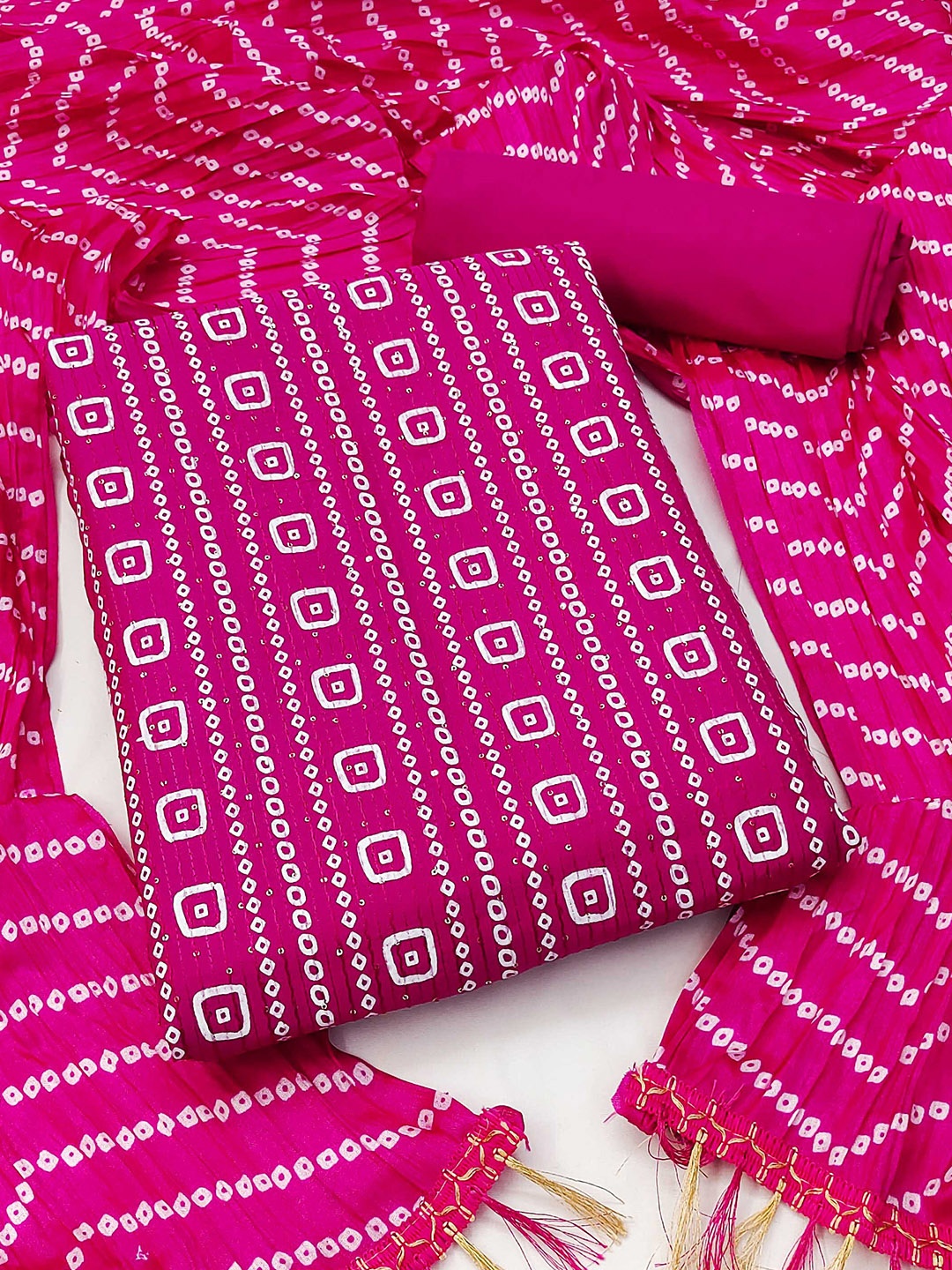 

MANVAA Printed Unstitched Dress Material, Pink